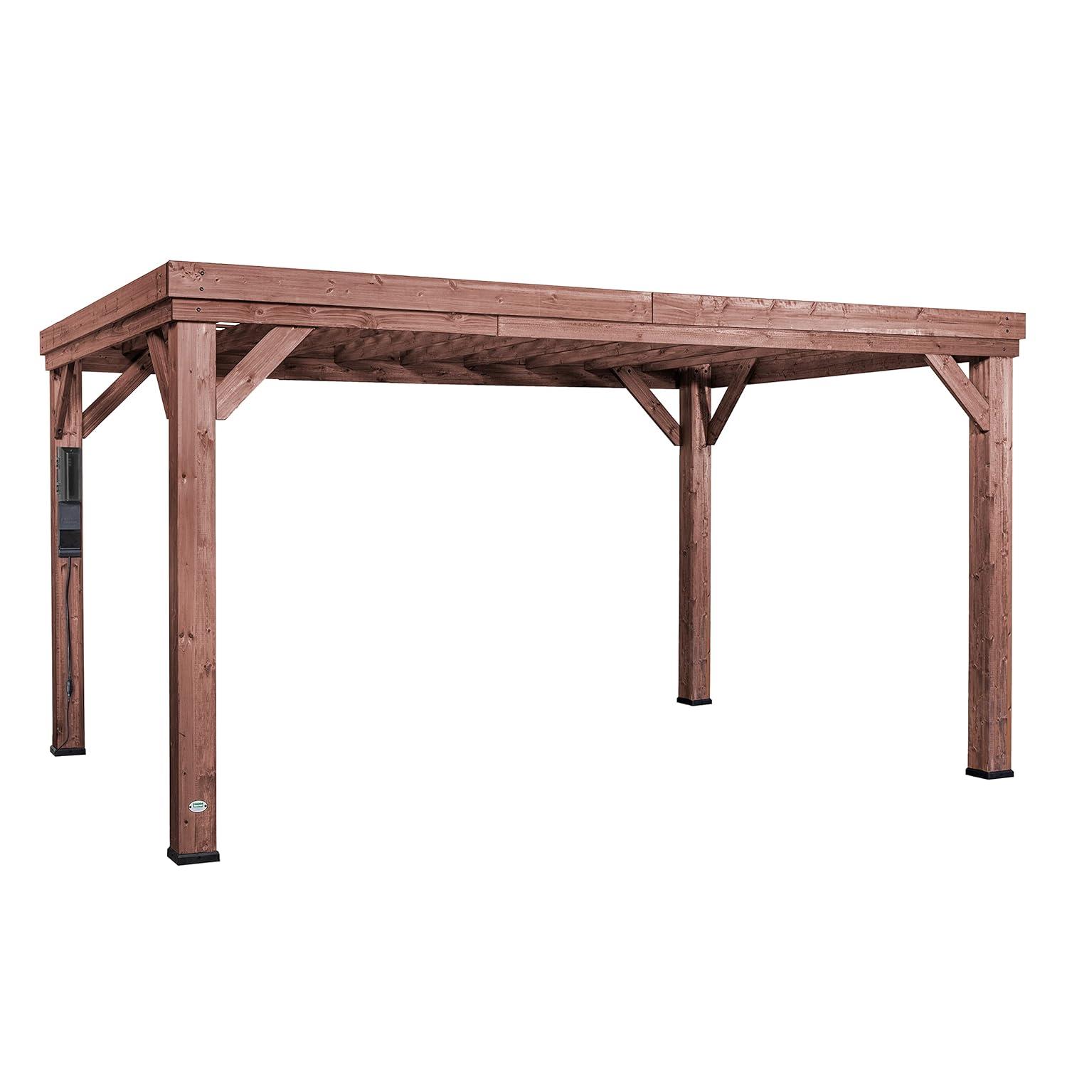 Backyard Discovery Backyard Discovery Brockton 14' x 10' Modern Cedar Wood Outdoor Patio Pergola Kit with PowerPort