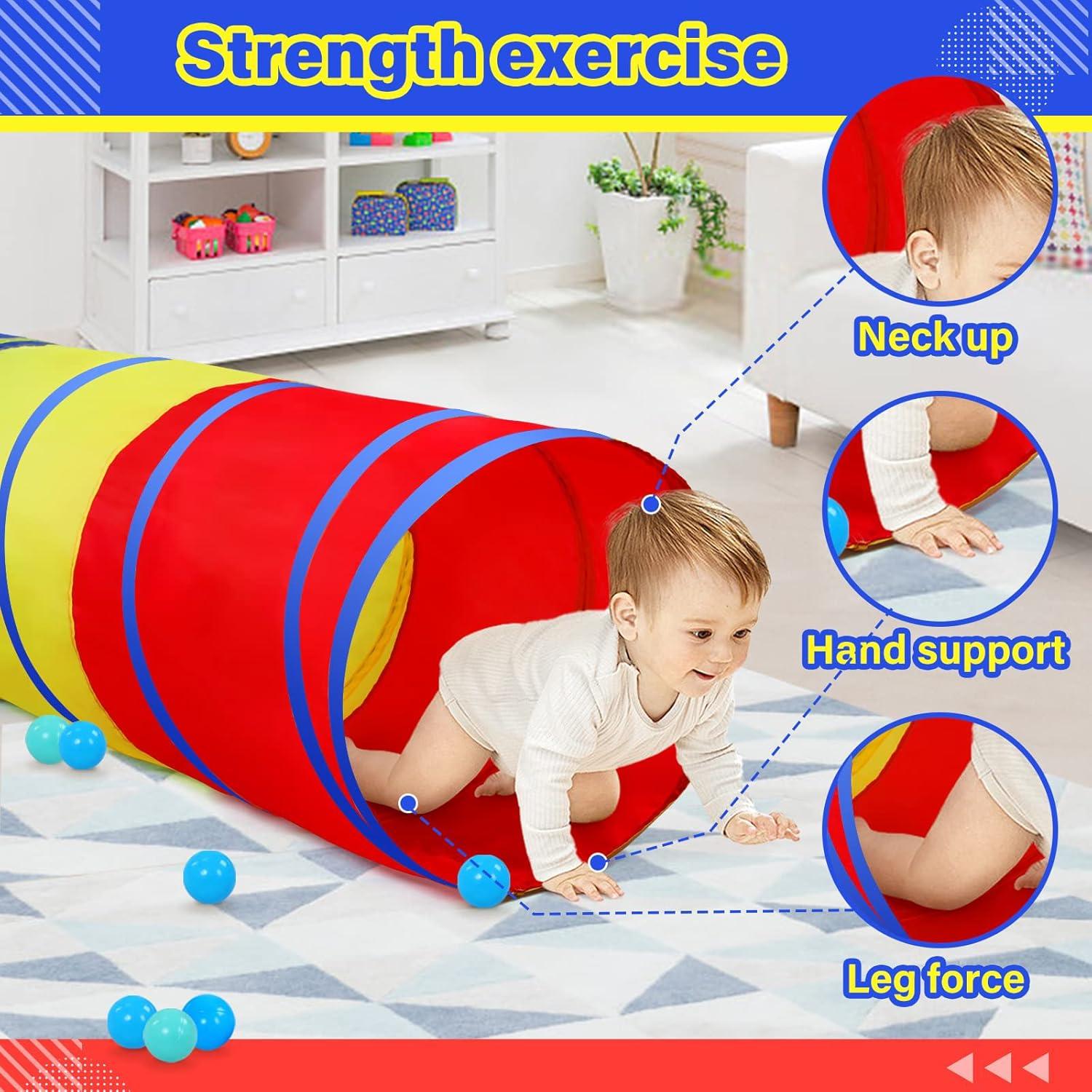 PigPigPen Pop Up Play Tunnel Tent for Toddlers Babies or Dogs, Indoor & Outdoor Toys for Kids Backyard Playset. (Red,Yellow,Blue)