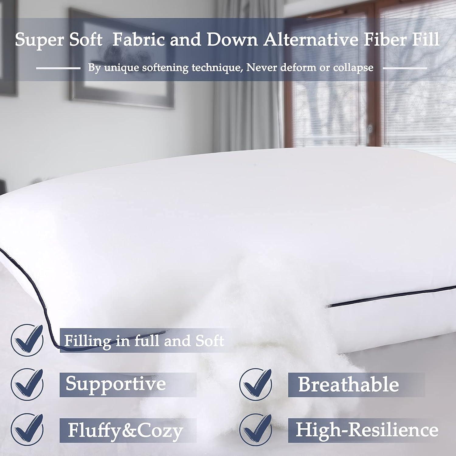 Queen Size White Microfiber Plush Bed Pillows Set