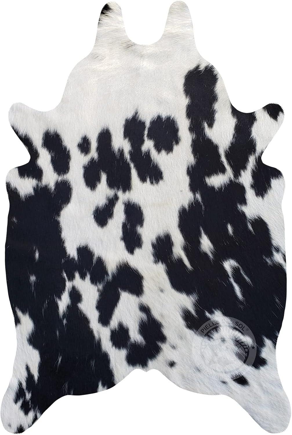 Black and White Genuine Cowhide Rug for Modern Decor