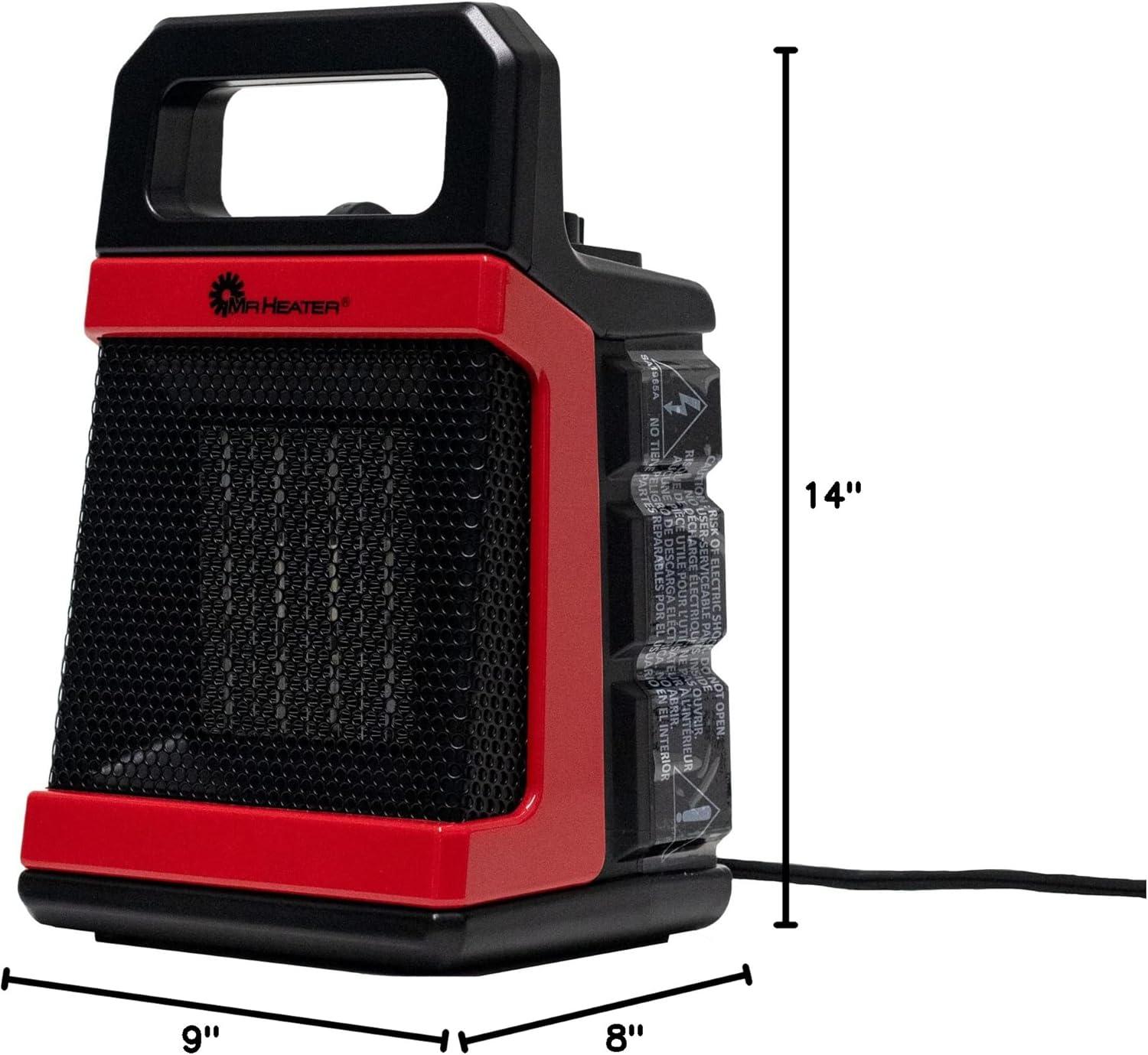 1500W Black and Red Portable Ceramic Electric Heater with Thermostat