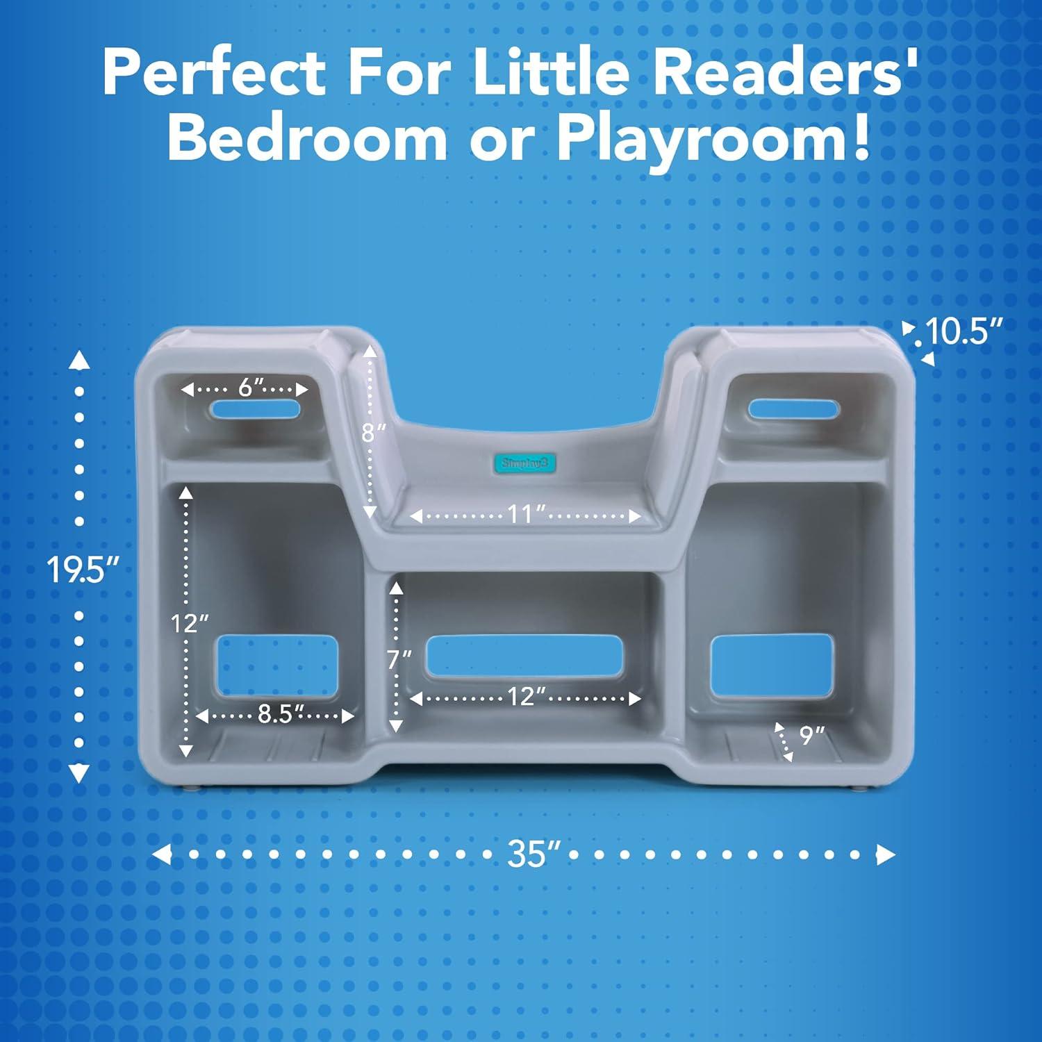 Simplay3 Cozy Gray Cubby Reading Nook for Kids