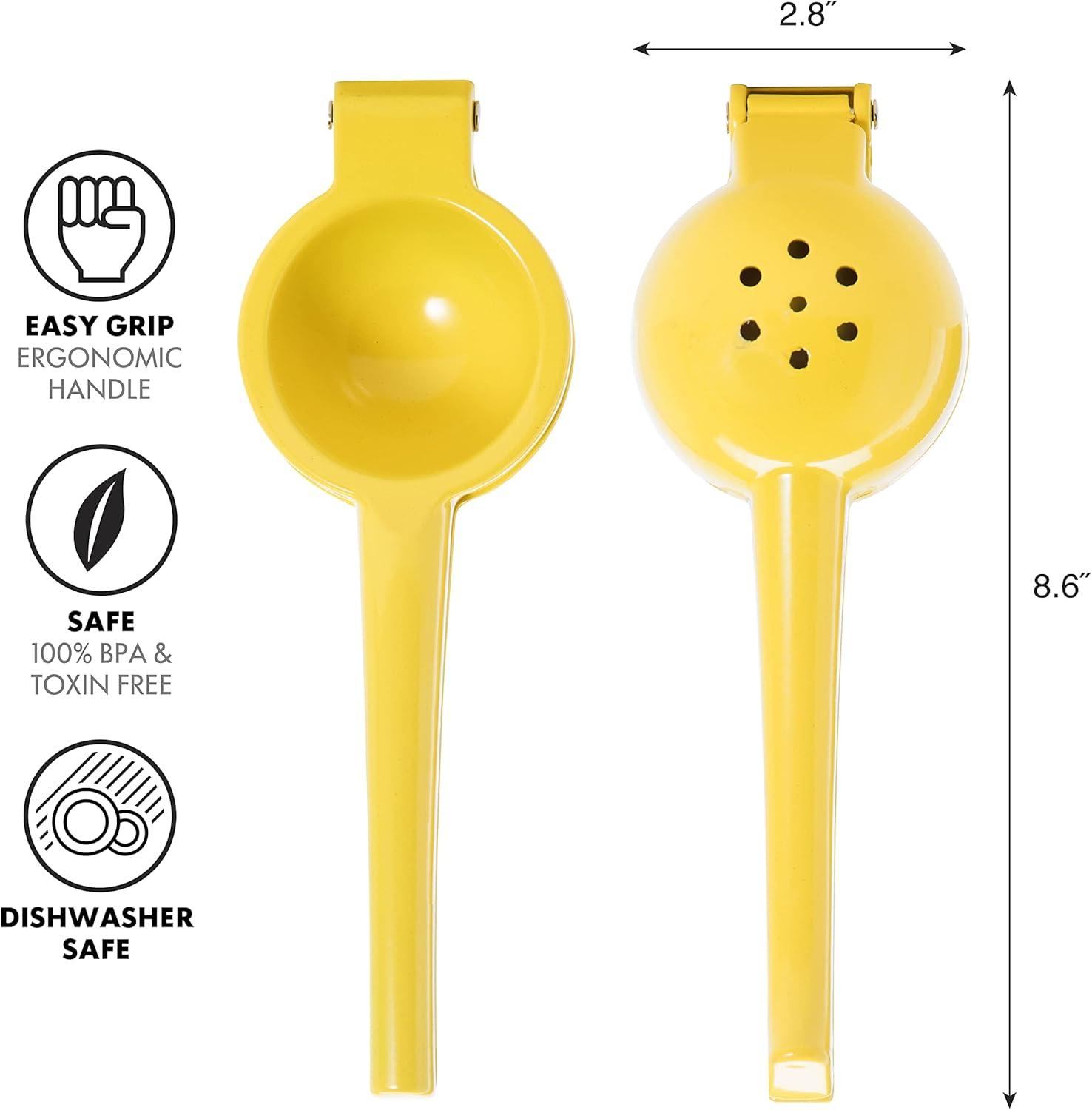 Yellow Aluminum Lemon and Lime Squeezer with Non-Stick Coating