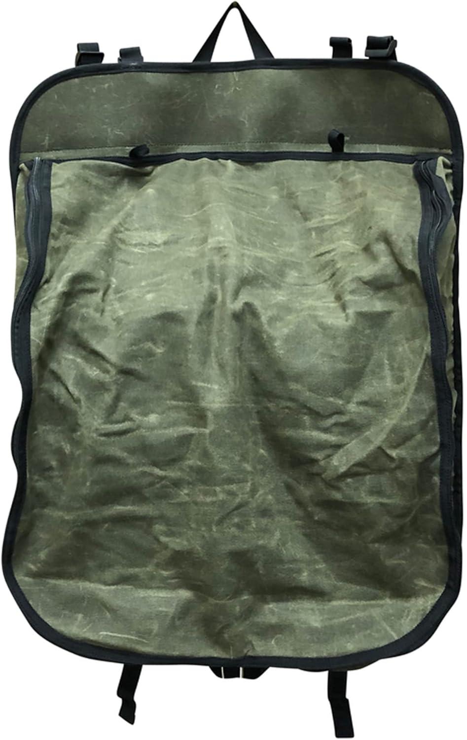 Green Waxed Canvas Camping Gear Storage Bag with 8 Pockets