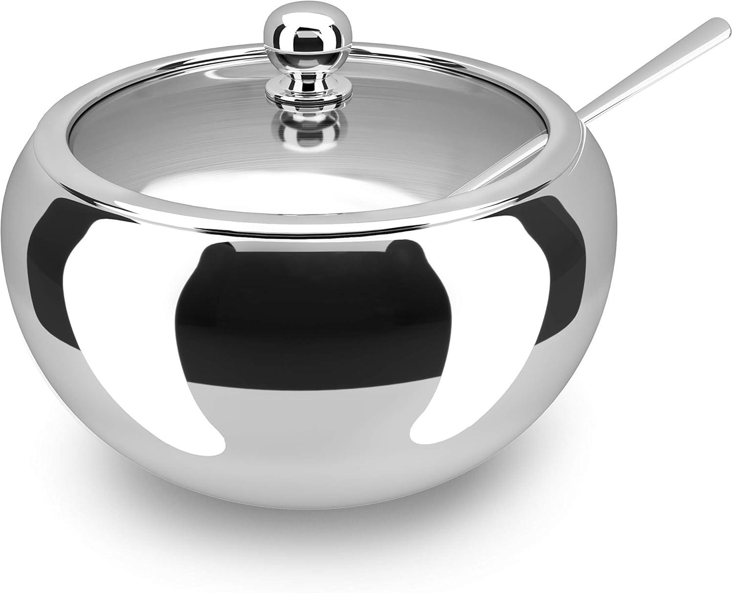 Kook Large Stainless Steel Sugar Bowl, 16 oz