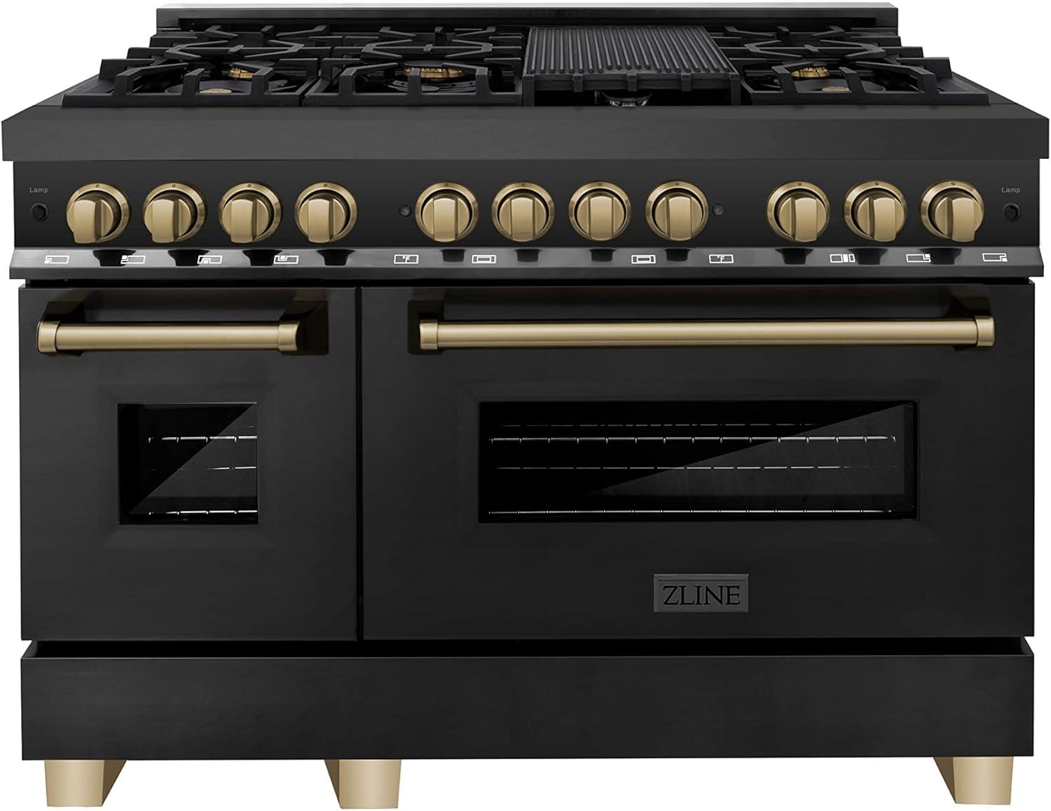 ZLINE Autograph 48" Legacy Dual Fuel Range in Black Stainless Steel