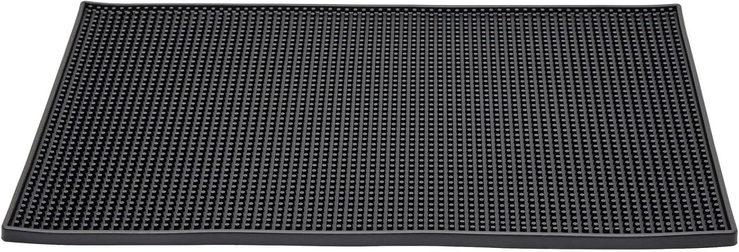 Okuna Outpost 2-Pack Black Rubber Coffee Bar Mats for Countertop Spills, Coffee Accessories Mat for Canteen, Kitchen, Home Bars, Food Festivals, Reliable and Durable Coffee Bar Decor (18 x 12 In)