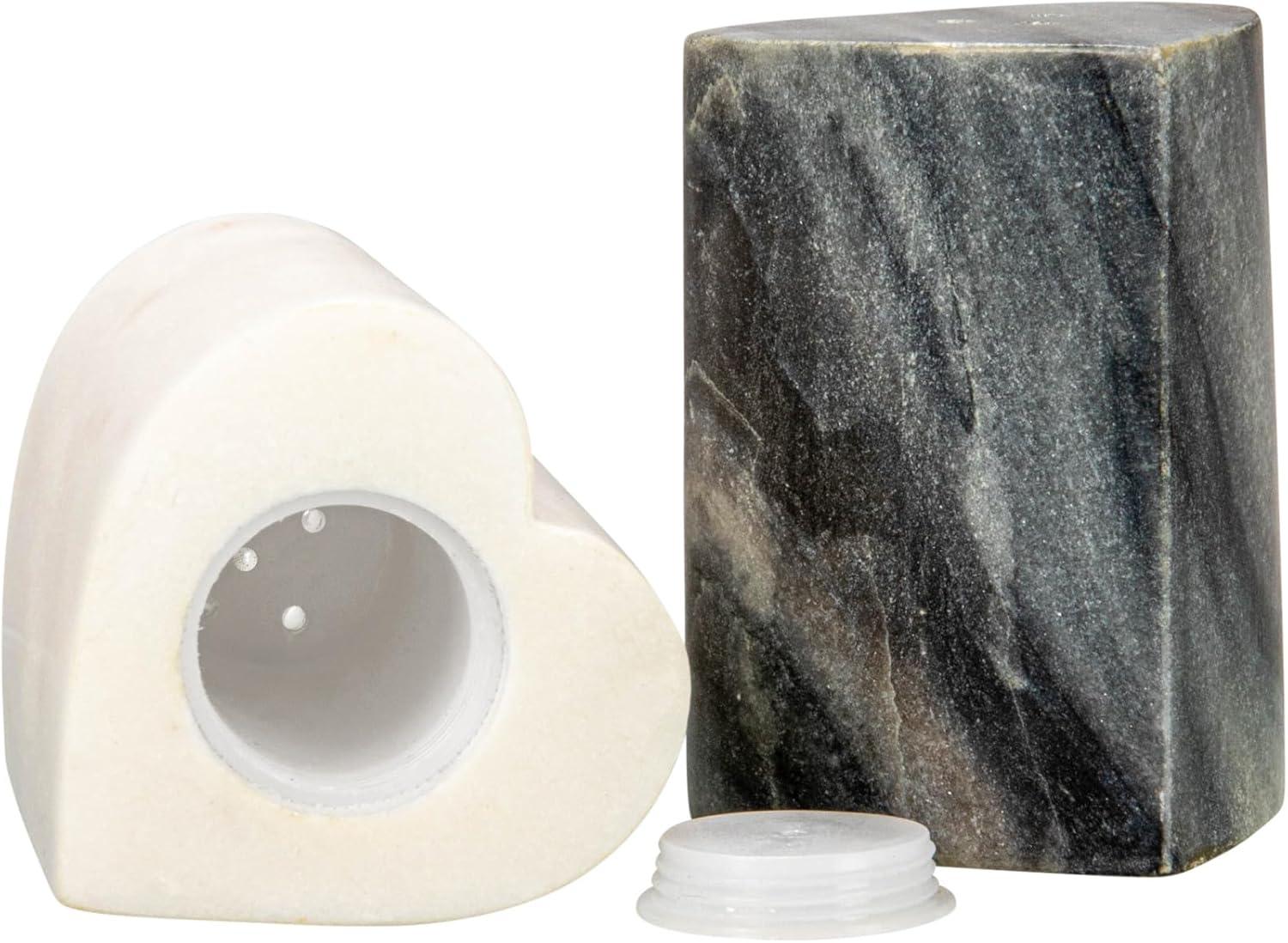 Creative Co-Op Heart-Shaped Marble Salt And Pepper Shakers