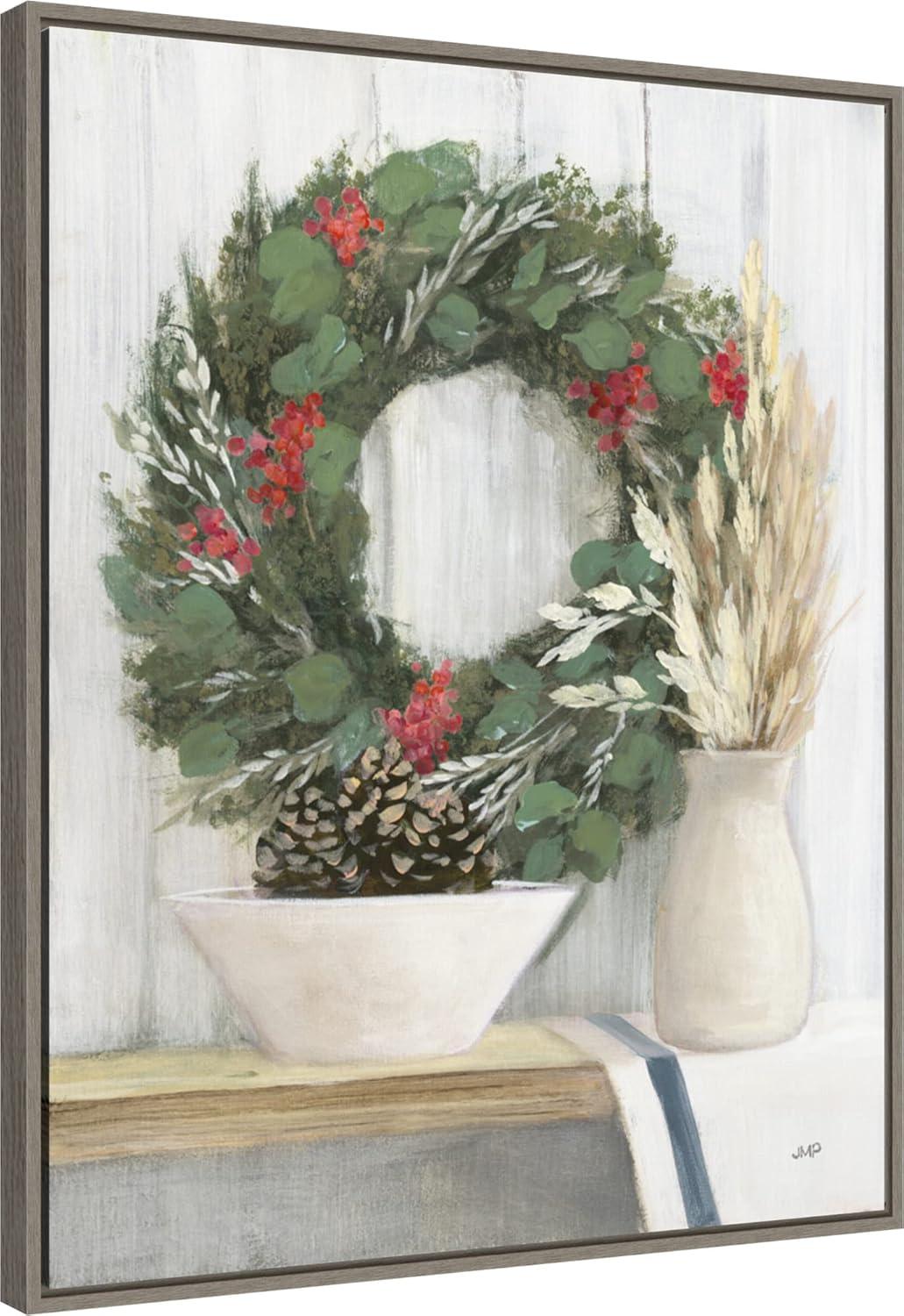 Amanti Art Natural Christmas I Blue by Julia Purinton Canvas Wall Art Print Framed 23-in. x 28-in.