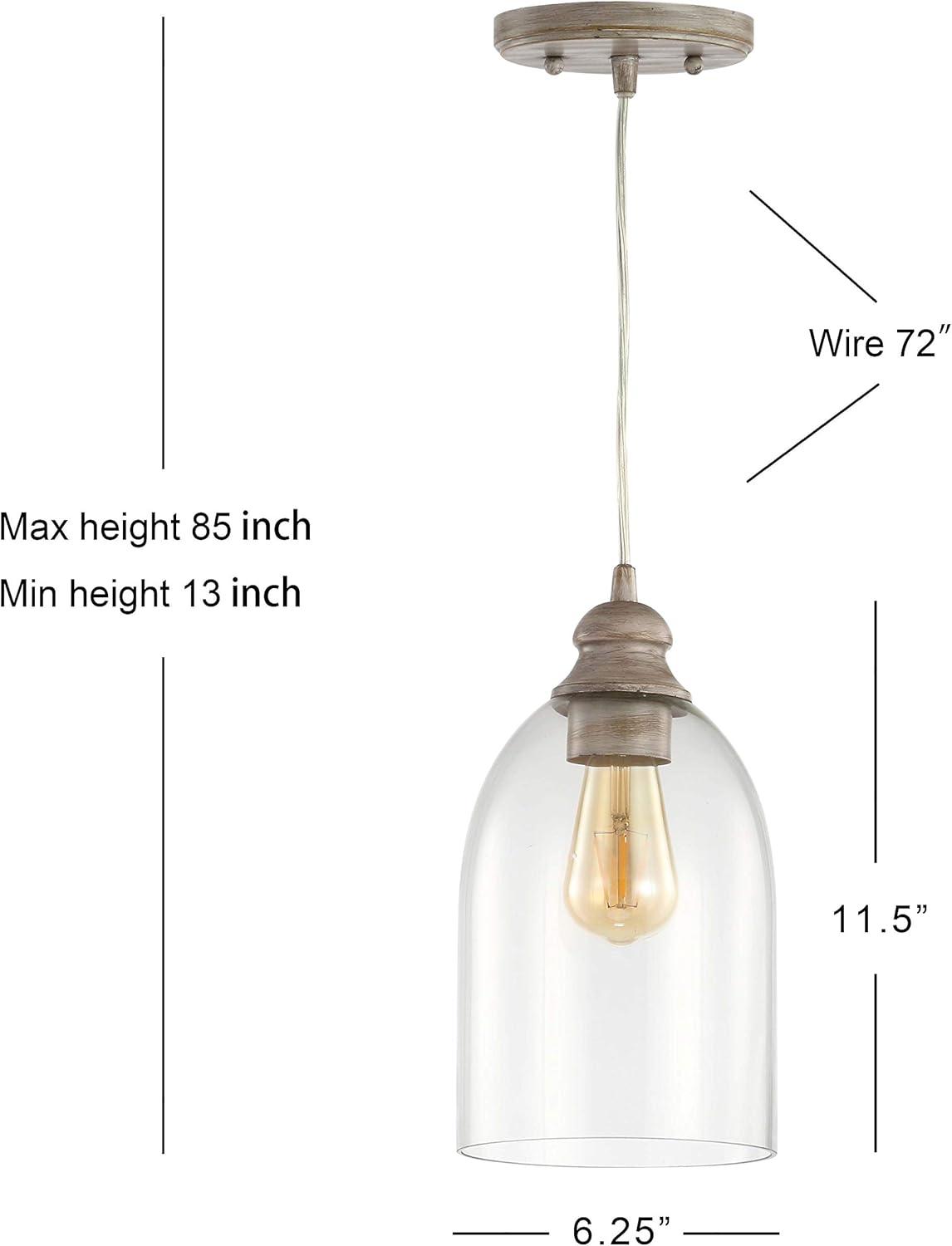 Fontaine 6.25" Adjustable Greige Glass LED Pendant Light