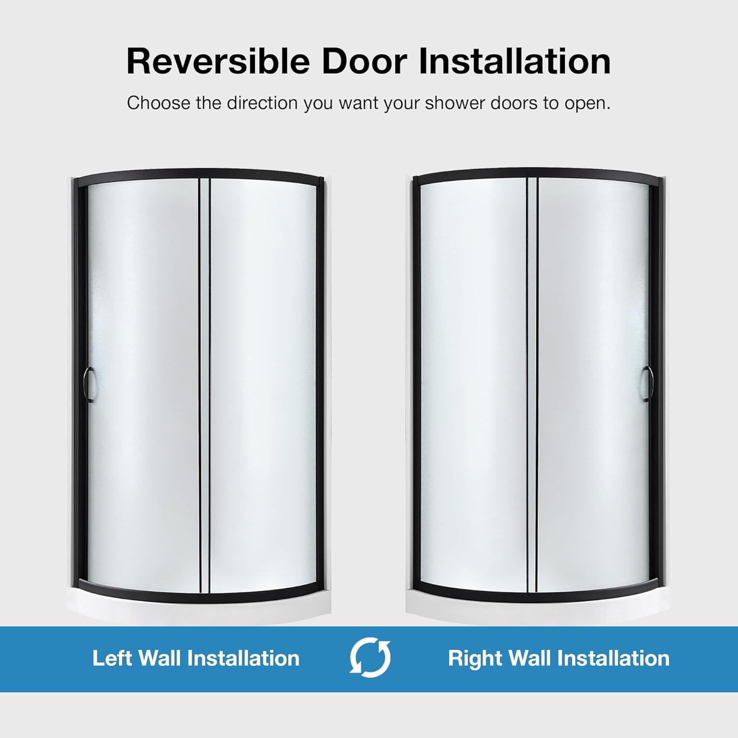 Ove Decors OVE Decors Breeze 35 in. Round Shower Kit w/ Frosted, Base, Wall 15SKA-BREF34-BLKAC