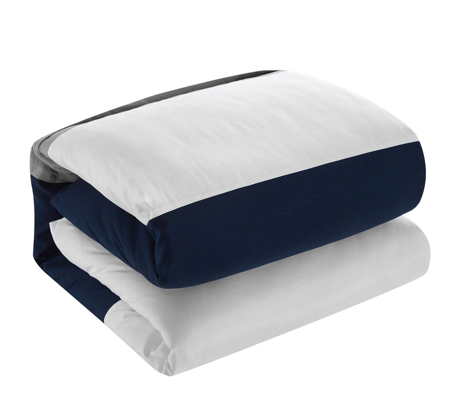Chic Home Ayelet Classic 10 Piece Blue Color Block Bed in a Bag, Queen