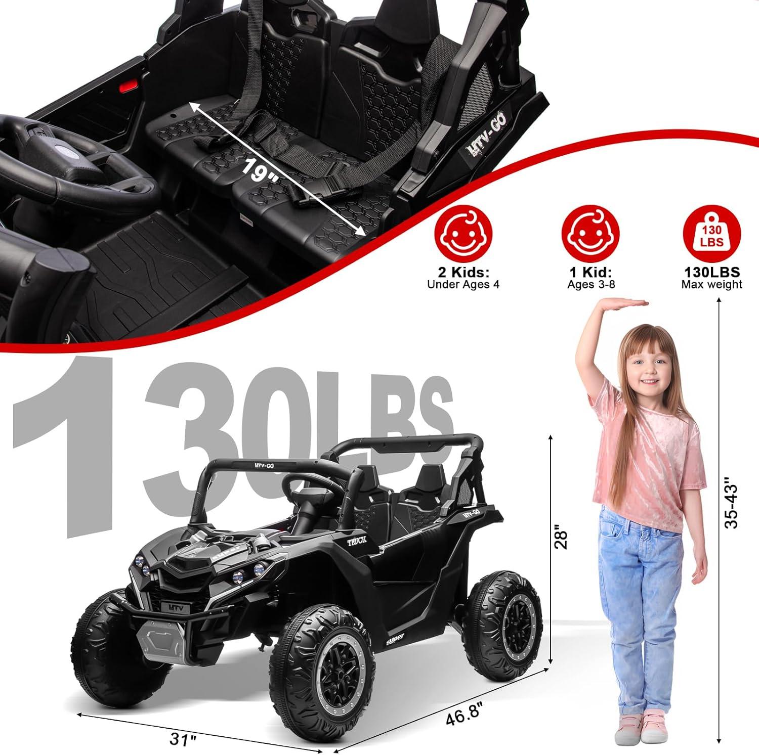 24V 4WD Powered Electric Off-Road UTV with Larger Seat , Remote Control,  3 Speeds，Halloween, Christmas gifts