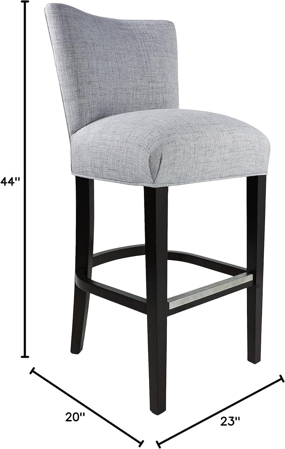 Savannah Light Gray Upholstered Barstool with Black Wood Legs