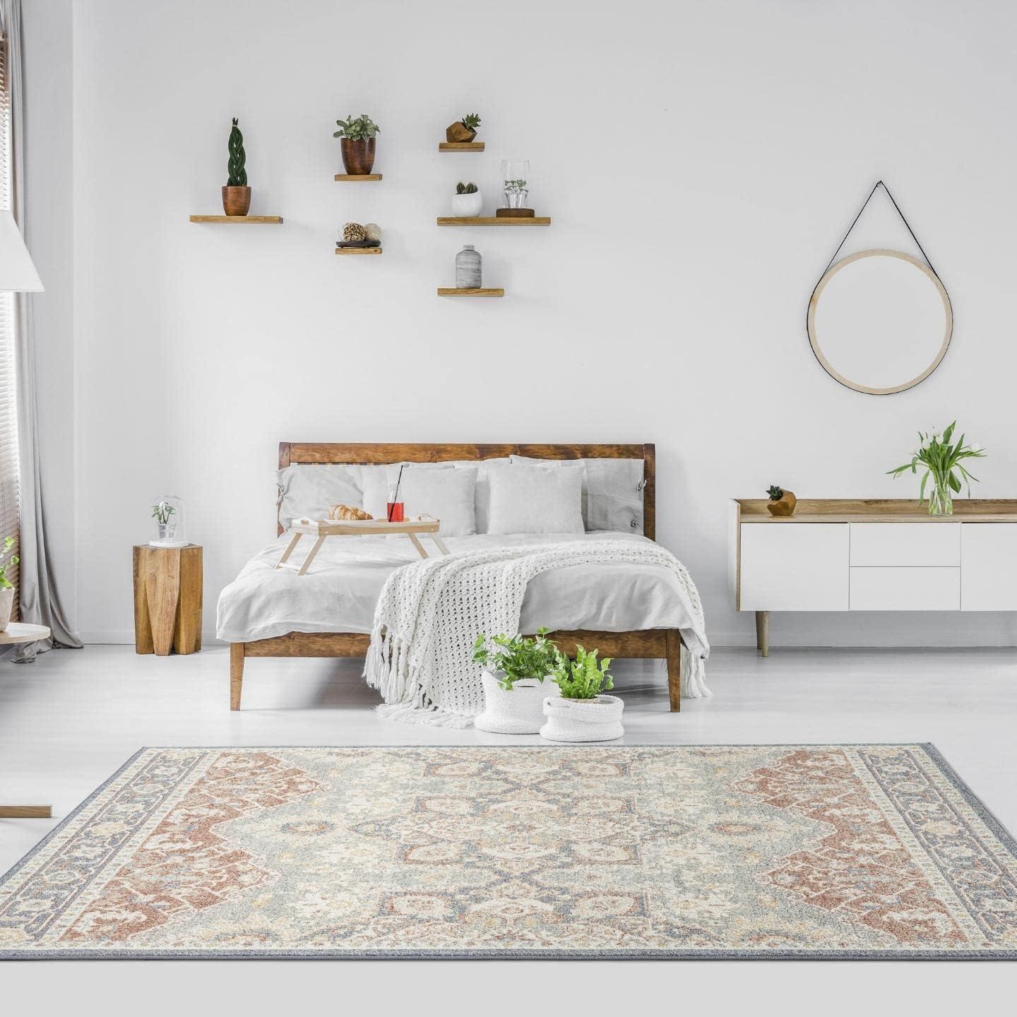 Luxe Weavers Floral Oriental Ivory 8x10 Area Rug