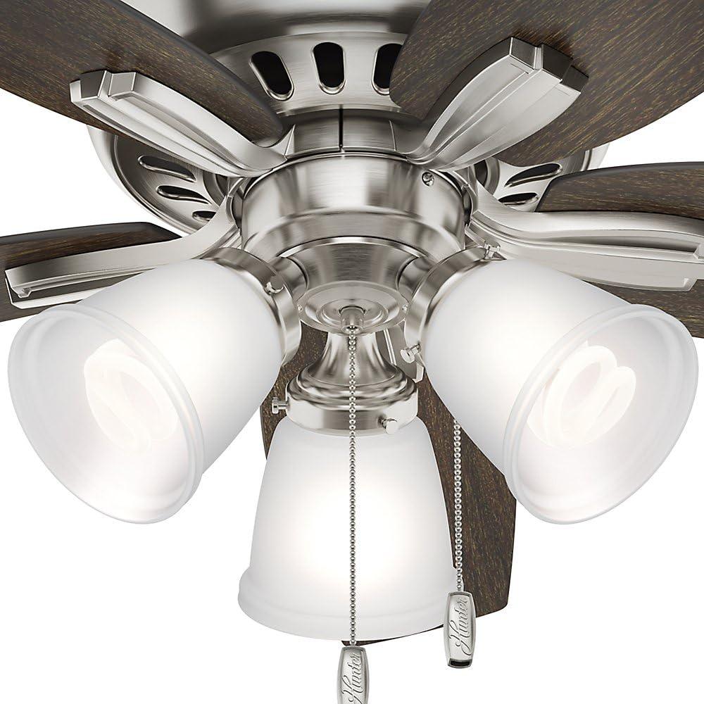 Hunter Fan Newsome 42" 5 - Blade Traditional Indoor Flush Mount Ceiling Fan with Lights and Pull Chains
