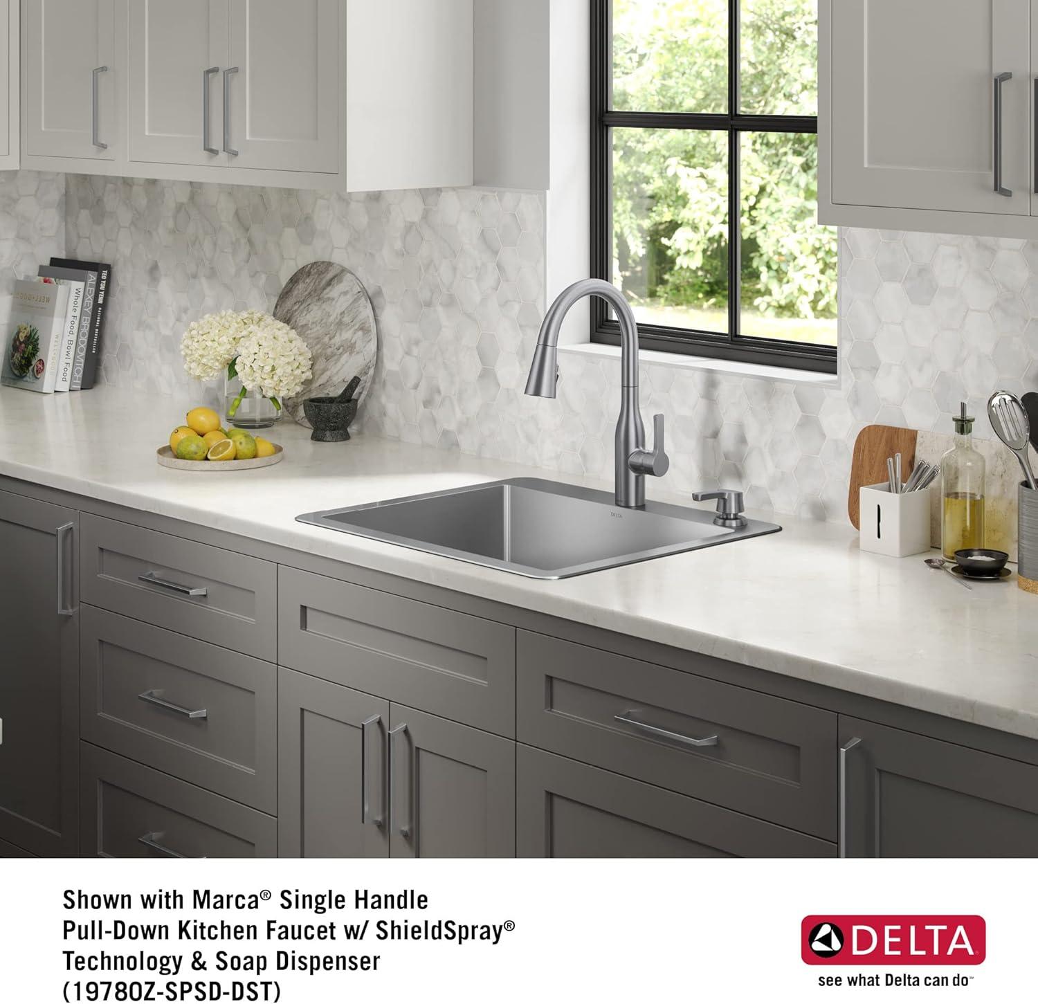 Delta Marca™ Drop-In Undermount Stainless Steel Single Bowl Kitchen Sink with Accessories