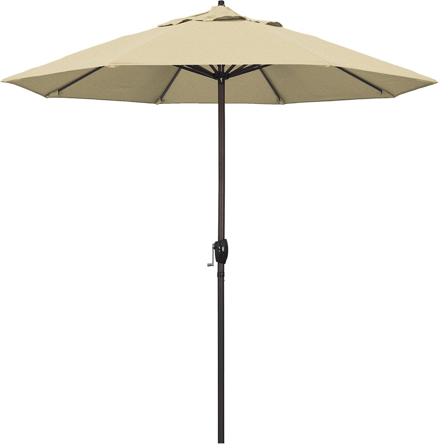 9 ft. Champagne Olefin Aluminum Patio Umbrella with Auto Tilt Crank Lift