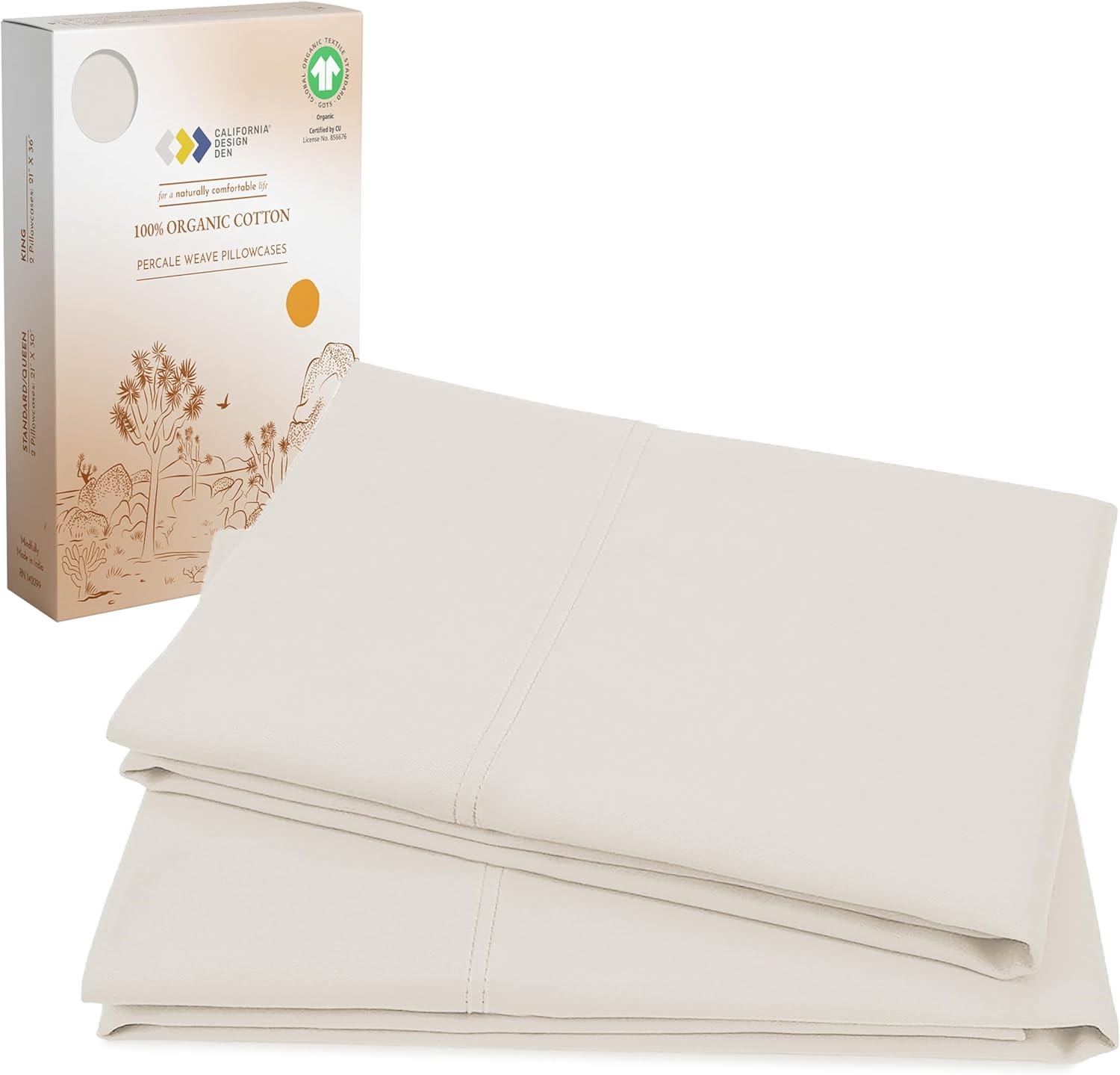 Ivory Organic Cotton Standard/Queen Hypoallergenic Pillowcase Set