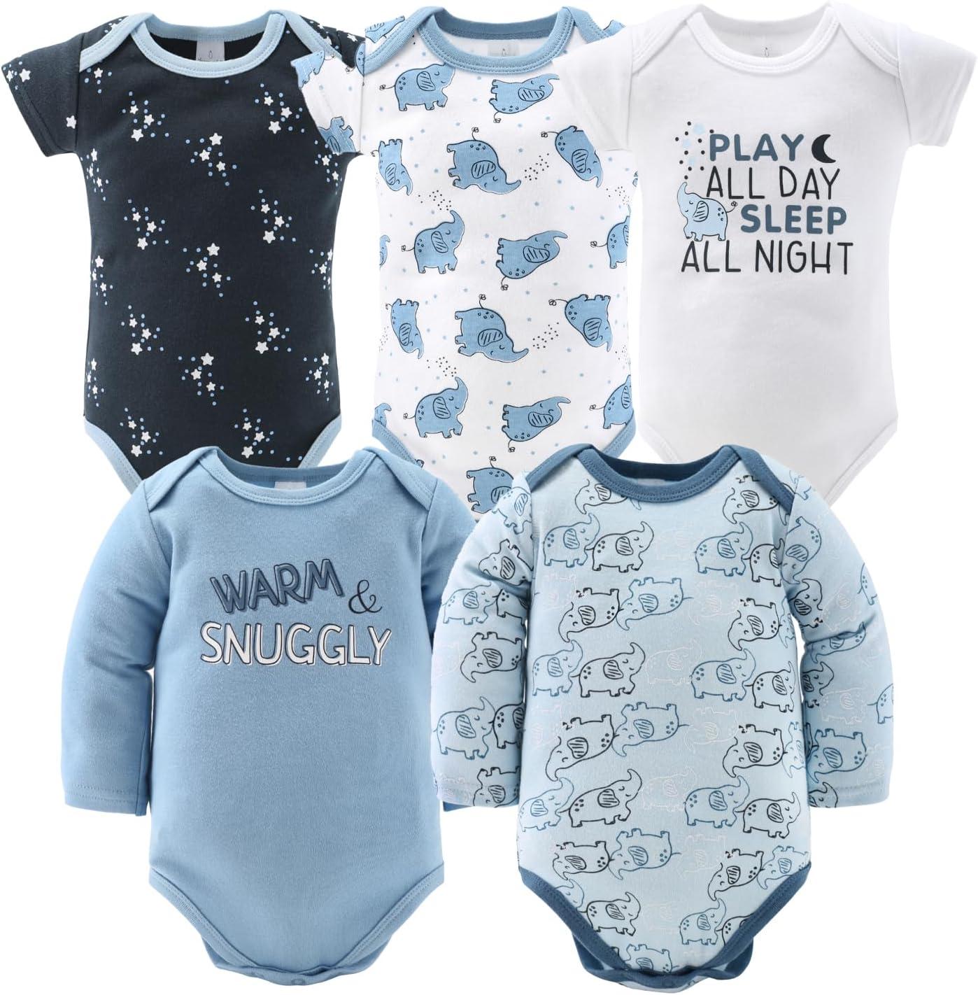 Baby Layette Clothing Gift Set, 30pc - The Peanutshell® Elephant Blue, White Blue, 6-9 Months