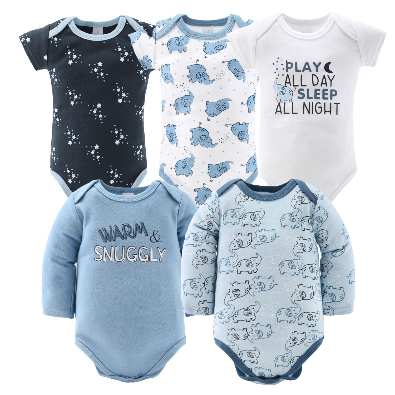 Baby Layette Clothing Gift Set, 30pc - The Peanutshell® Elephant Blue, White Blue, 6-9 Months