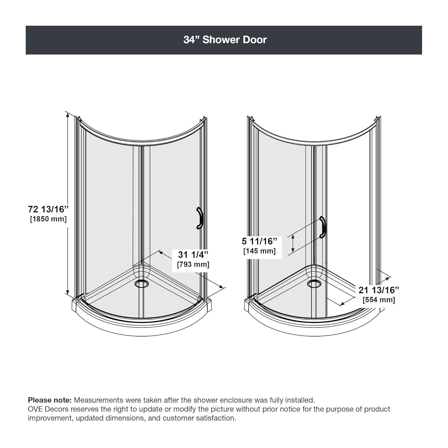 OVE Decors Breeze 35 in. Round Shower Kit w/ Clear, Base