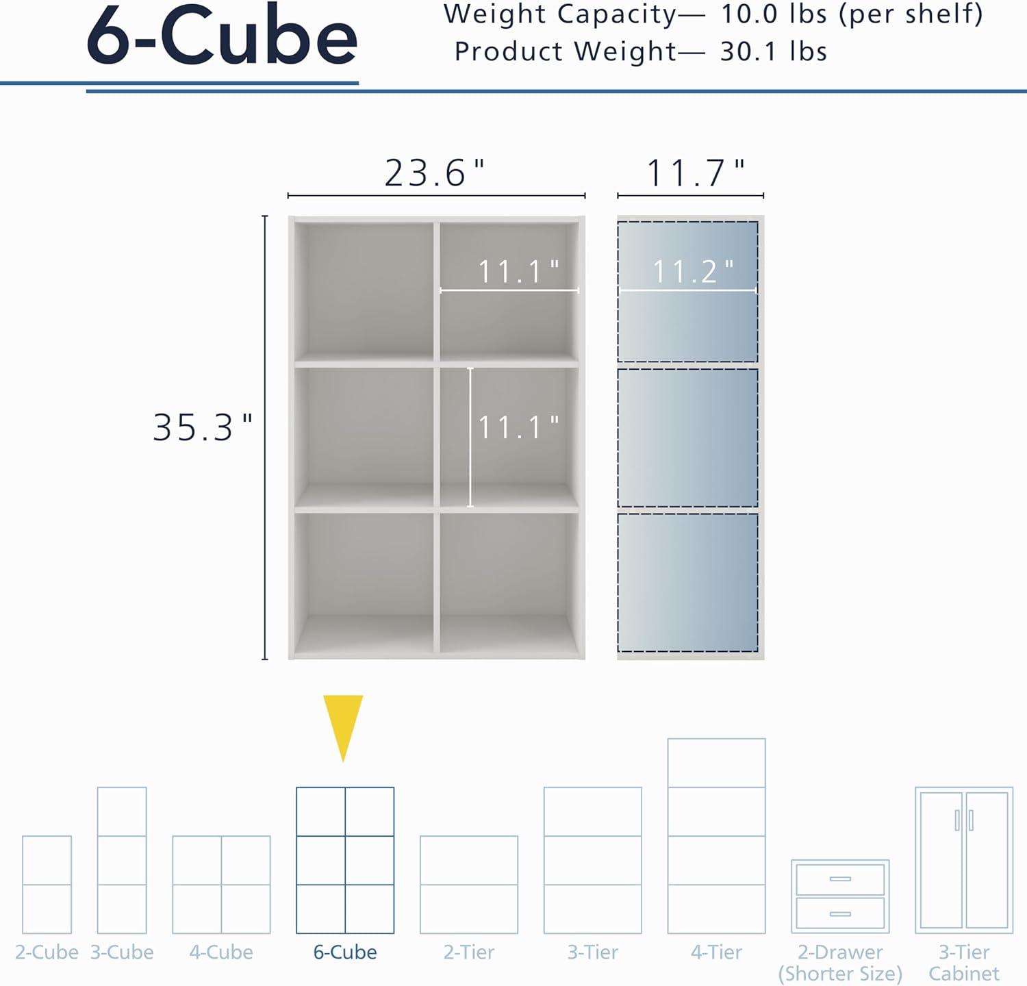 24/7 Shop At Home 35" Silkpath Modern 6 Cube Stackable and Modular Bookcase