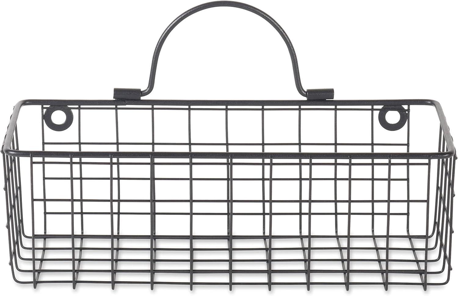 Small Black Wire Wall Basket Set/2
