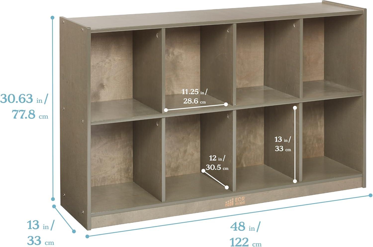 ECR4Kids 8-Compartment Mobile Backpack Storage Cabinet, Grey Wash