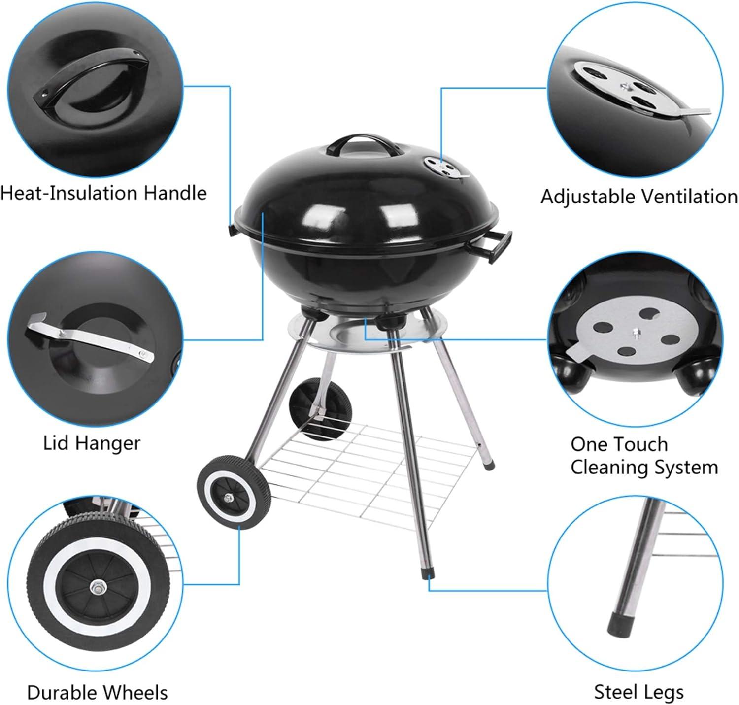 Ktaxon Portable Steel Charcoal Grill BBQ Grill Spherical Design Black