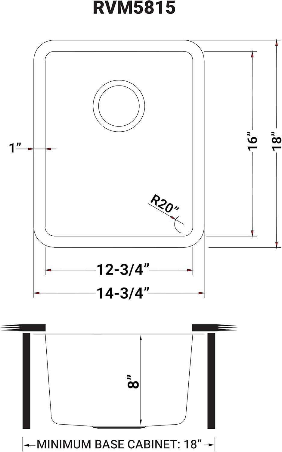 Ruvati 15-inch Undermount Bar Prep Kitchen Sink 16 Gauge Stainless Steel Single Bowl