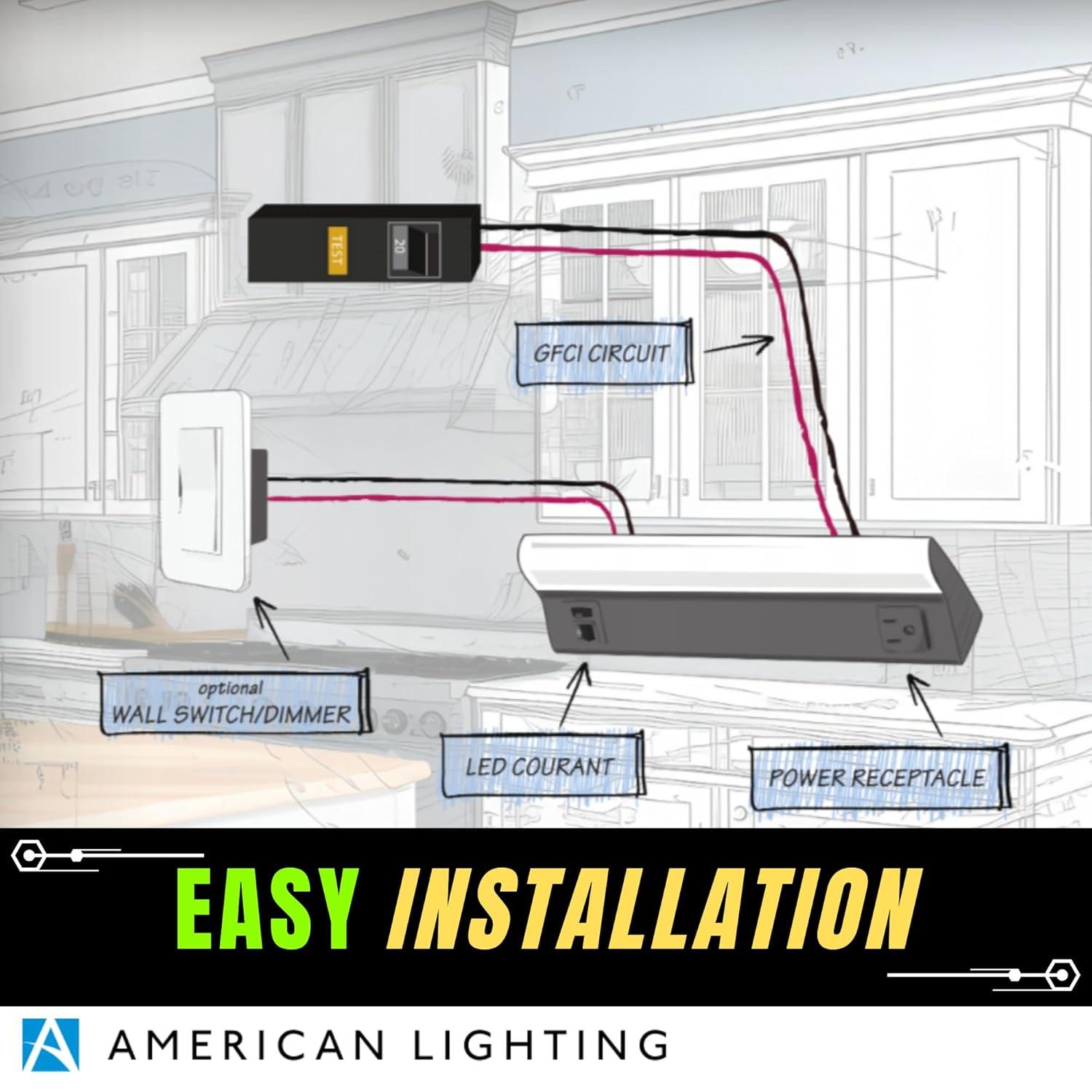 American Lighting UCR-5CCT-8-WH Undercabinet 8 in. 5CCT LED Courant, White Finish