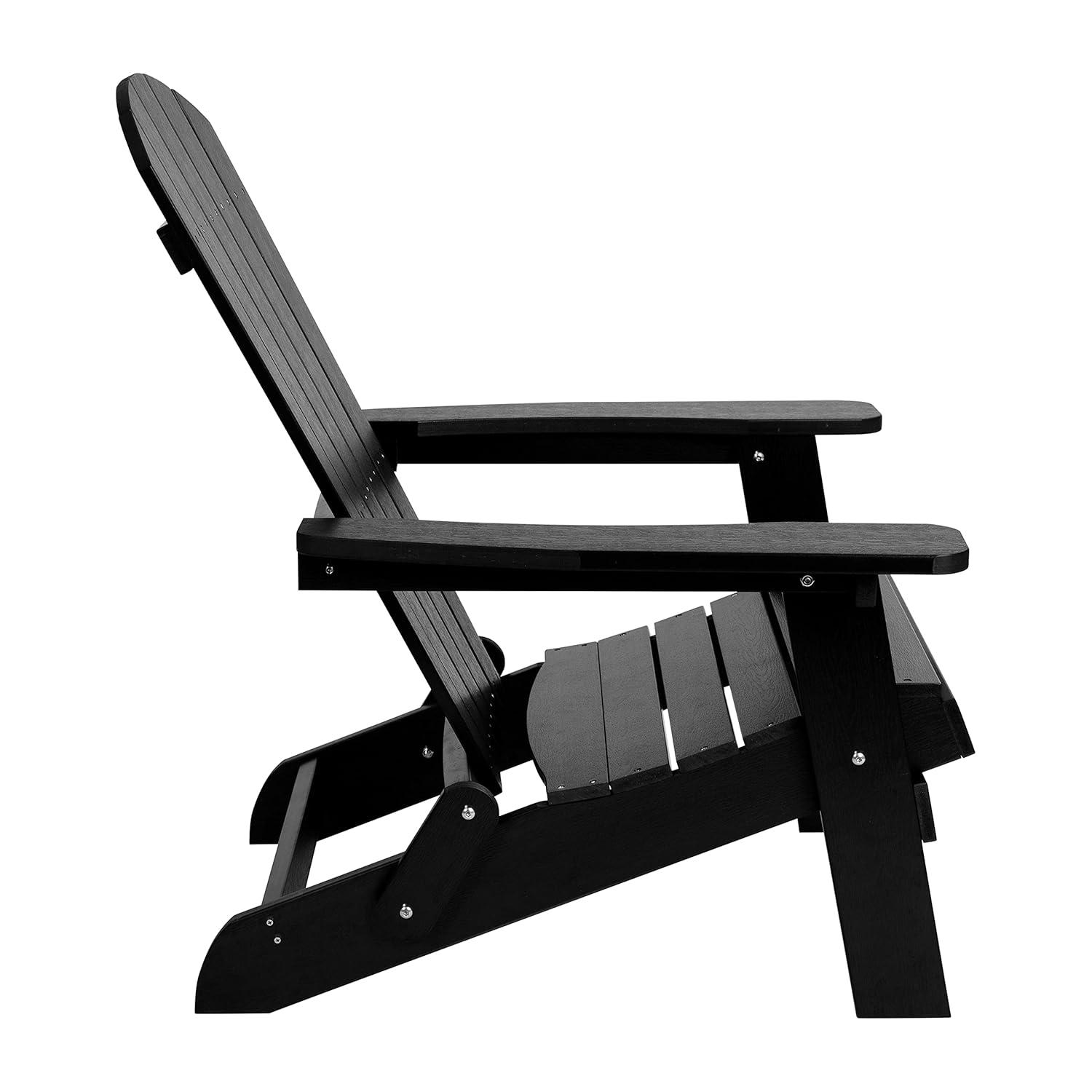 Flash Furniture Charlestown All-Weather Poly Resin Indoor/Outdoor Folding Adirondack Chair in Black