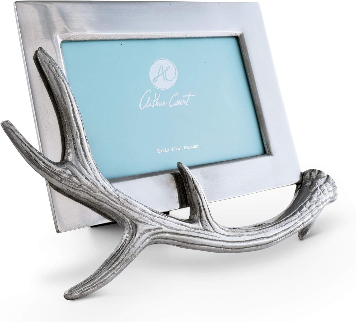 Arthur Court Designs Antler Silver Metal Embossed Picture Frame