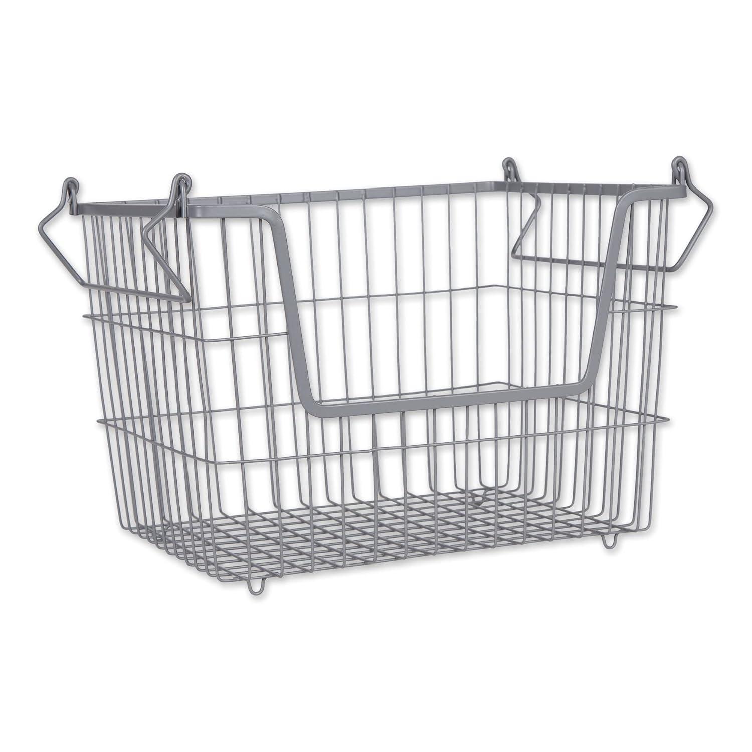 Metal Basket Cool Gray Rectangle Medium 13X11X9