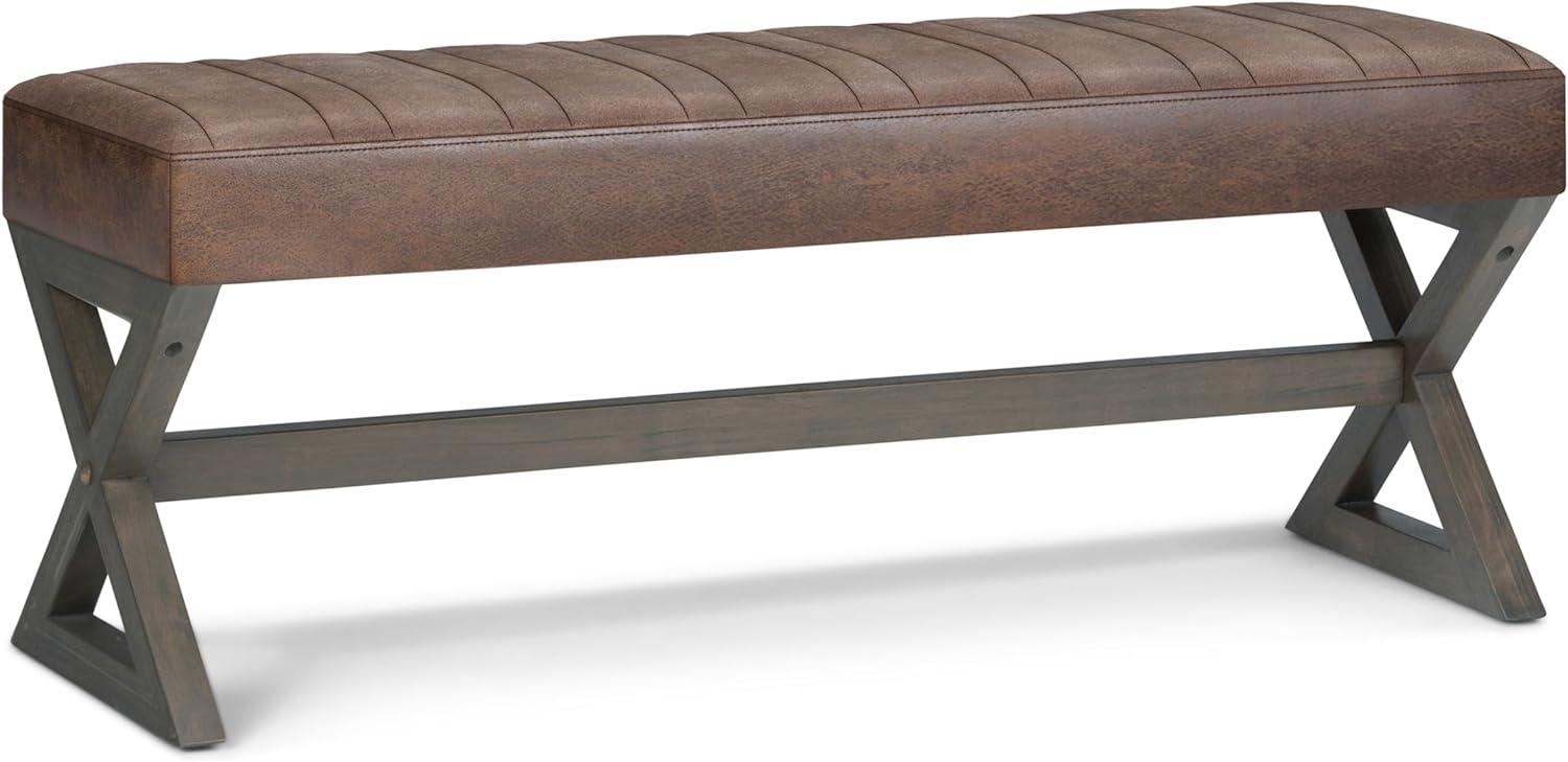 Salinger 48" Chestnut Brown Faux Leather Ottoman Bench