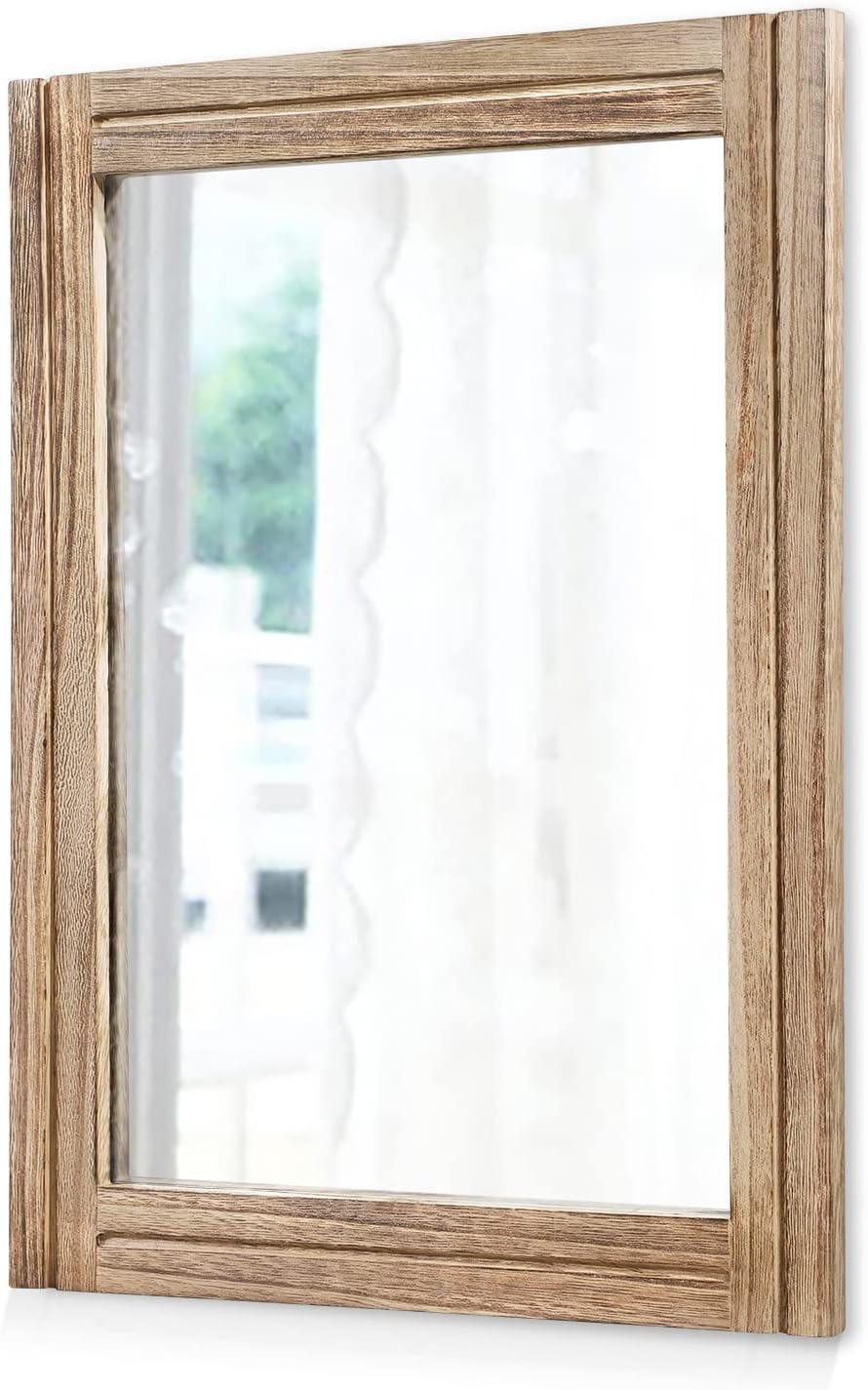 Rustic Rectangular Wood Frame Bathroom Wall Mirror