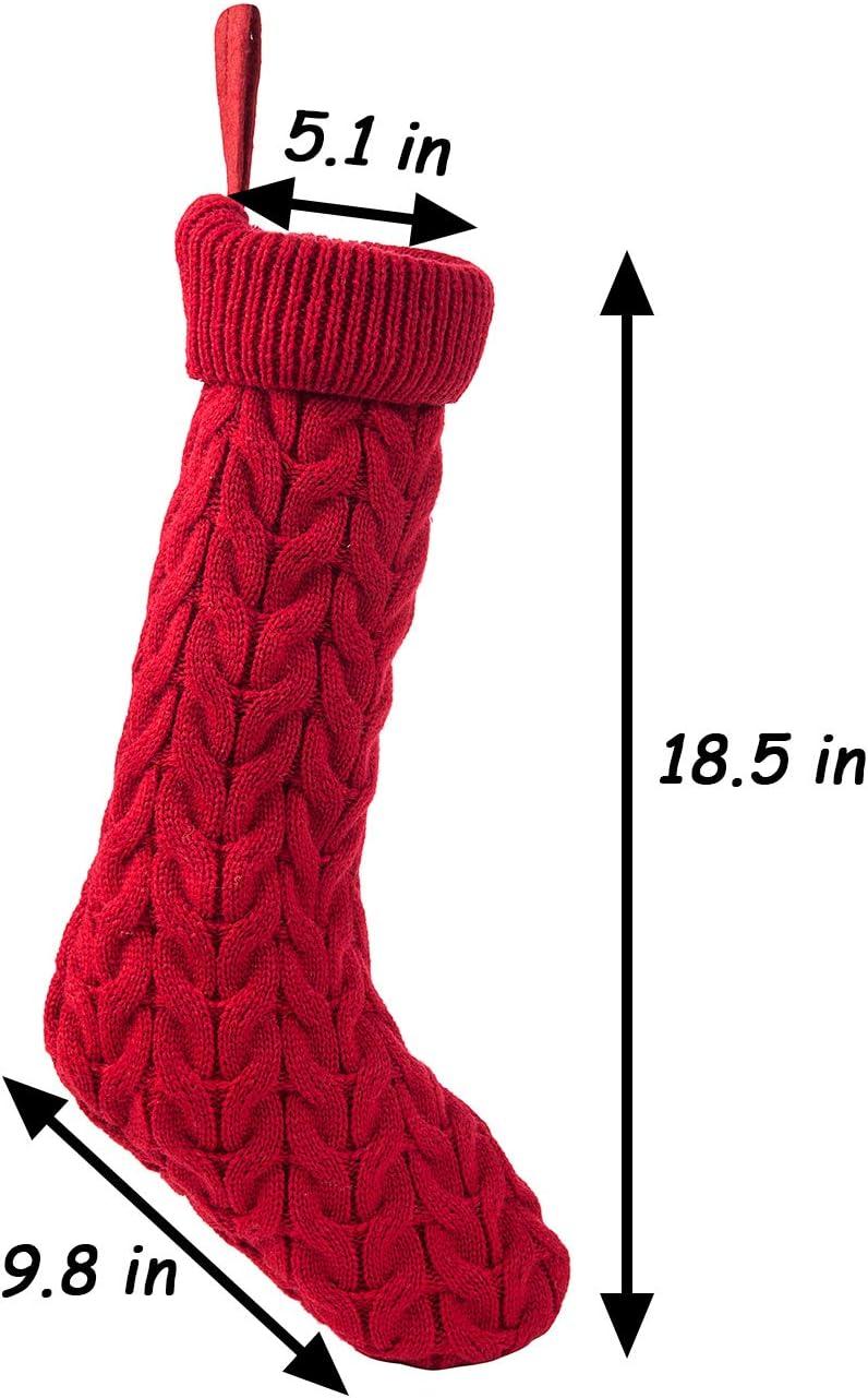 Bibana 4 Pack 18.5" Knitted Christmas Stocking Classic Large Stockings for Family Holiday Christmas Party Decorations