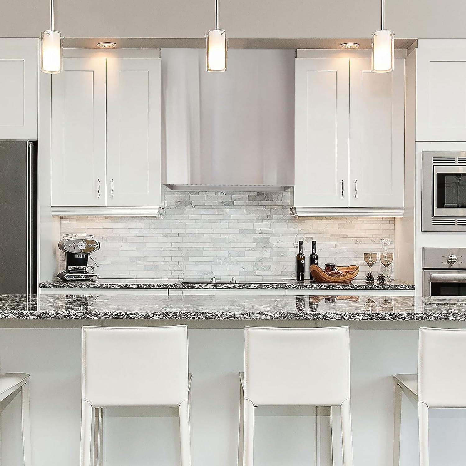 600 CFM Wall Mount Range Hood Stainless Steel 3 Stacks Modern Box