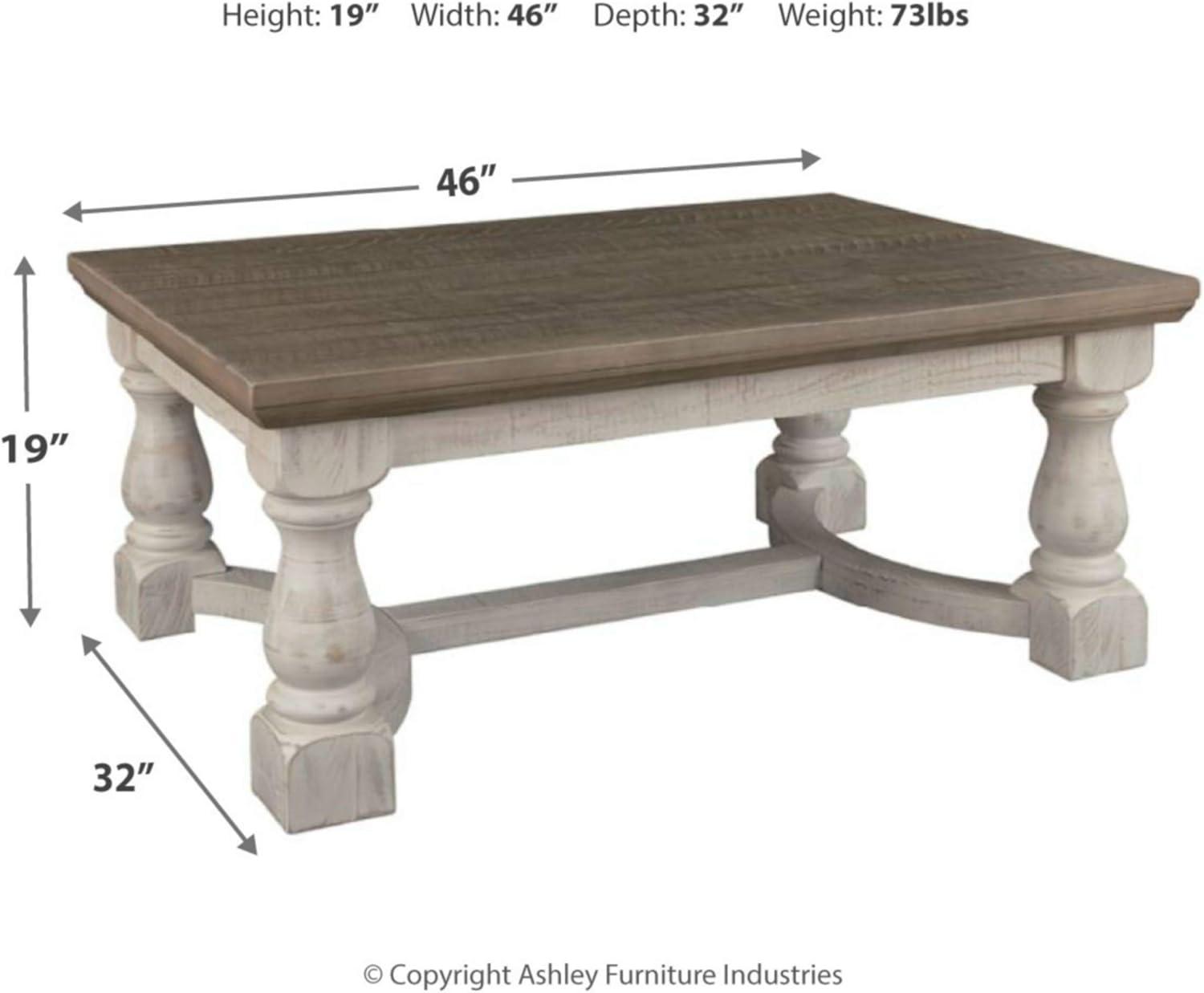 Havalance Coffee Table Gray/White - Signature Design by Ashley: Distressed Two-Tone, Trestle Base, Wood Legs