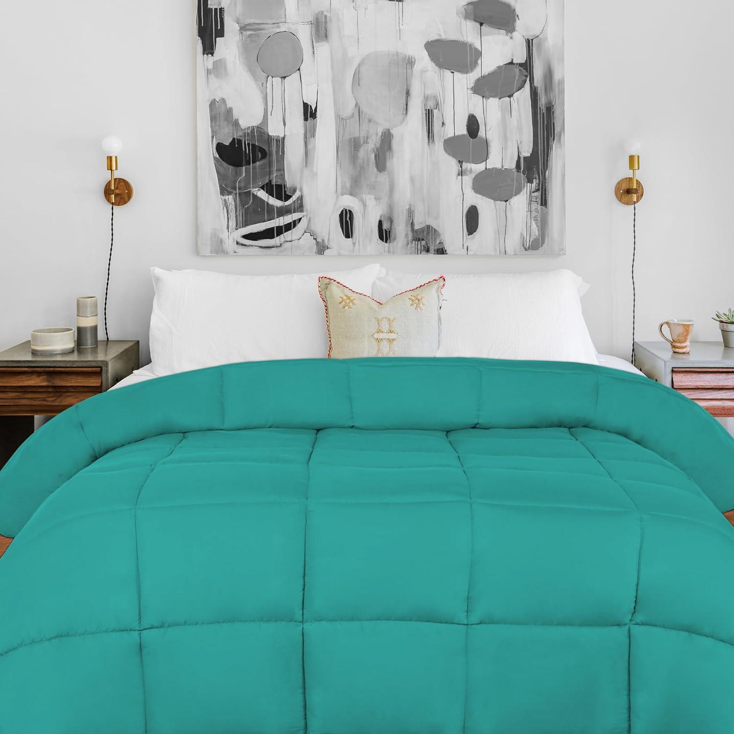 Turquoise Twin Reversible Down Alternative Microfiber Comforter