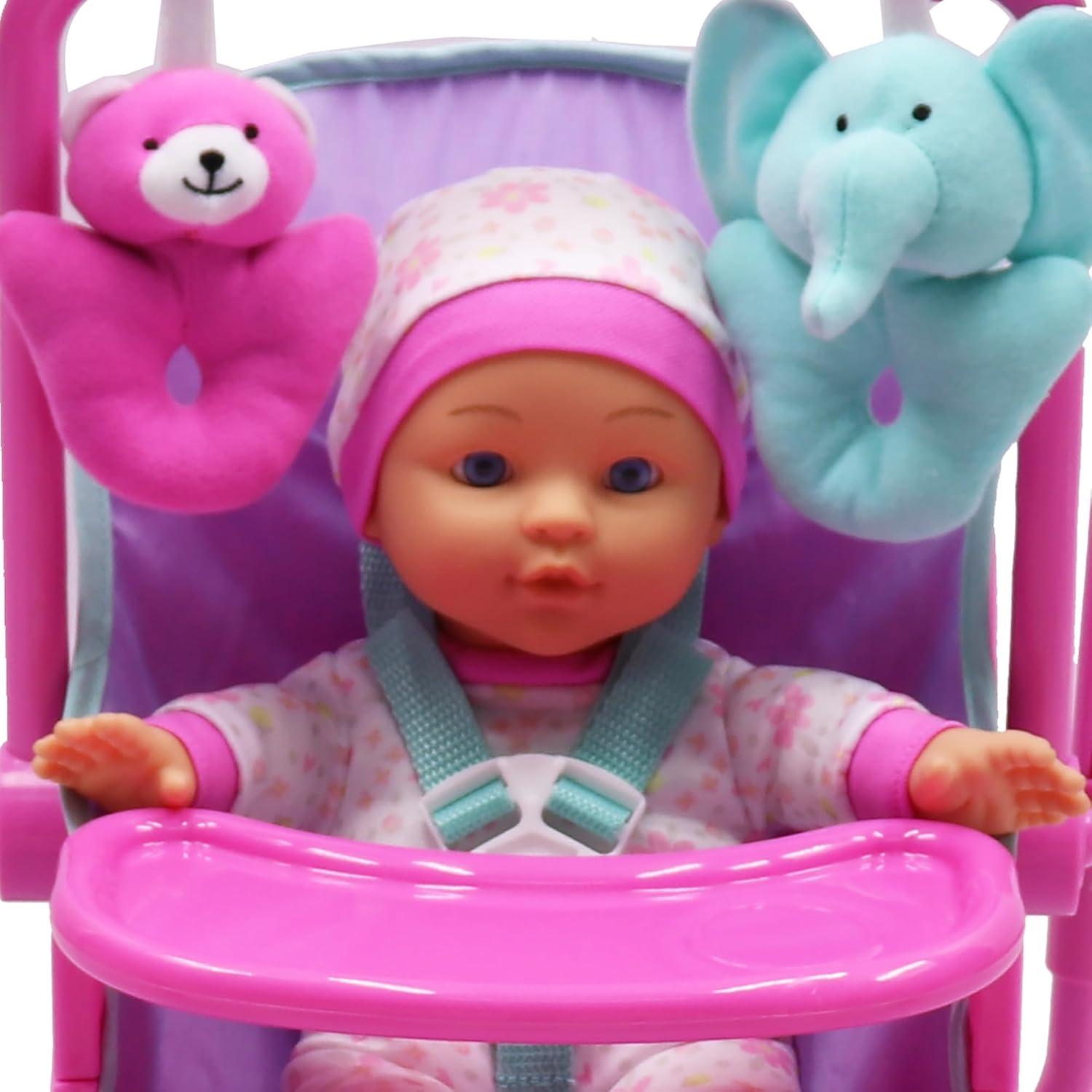 Dream Collection: 12 " Baby Doll 4-In-1 High Chair Play Set -Ages 2+