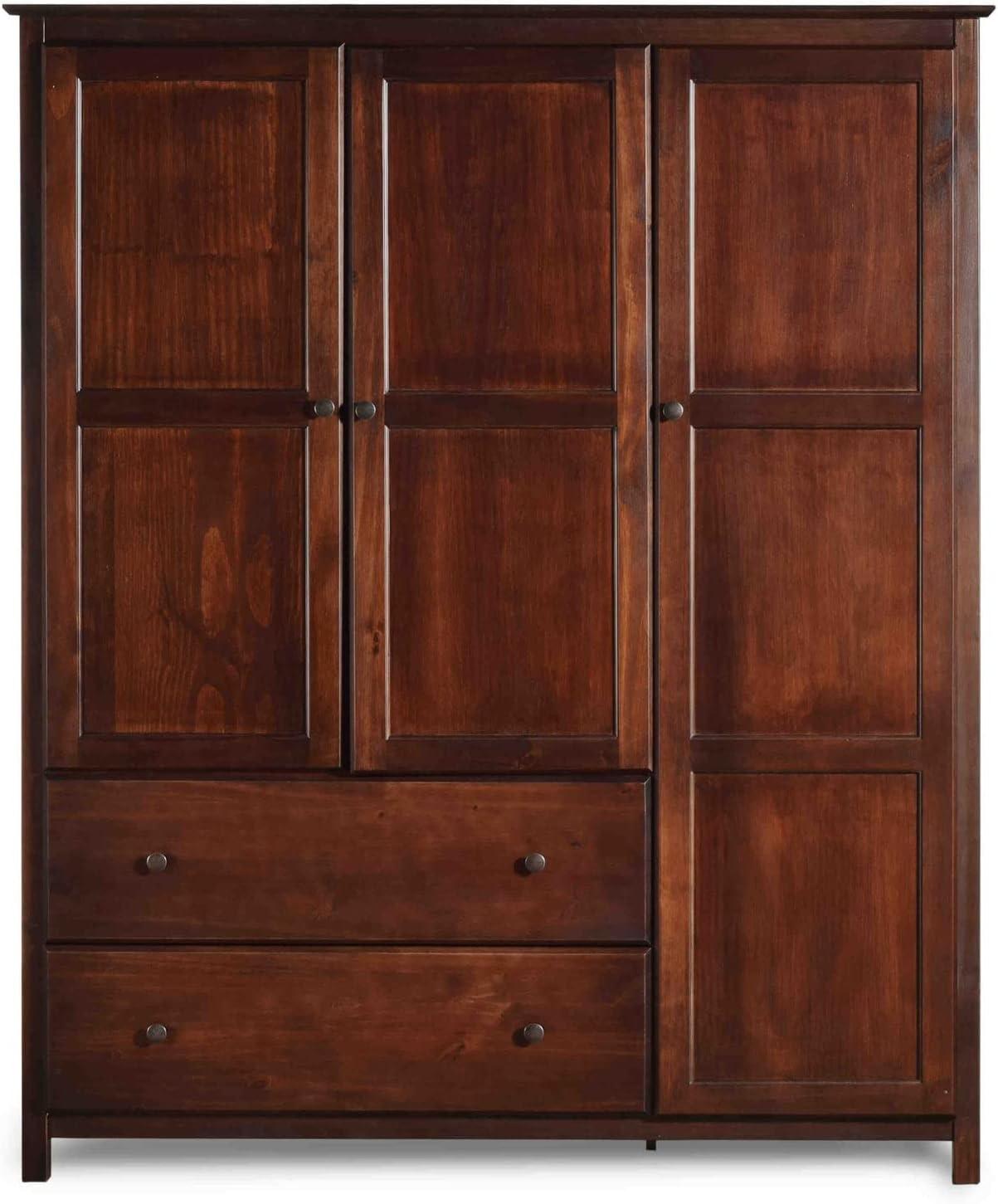 Shaker Cherry Solid Wood 3-Door Wardrobe Armoire