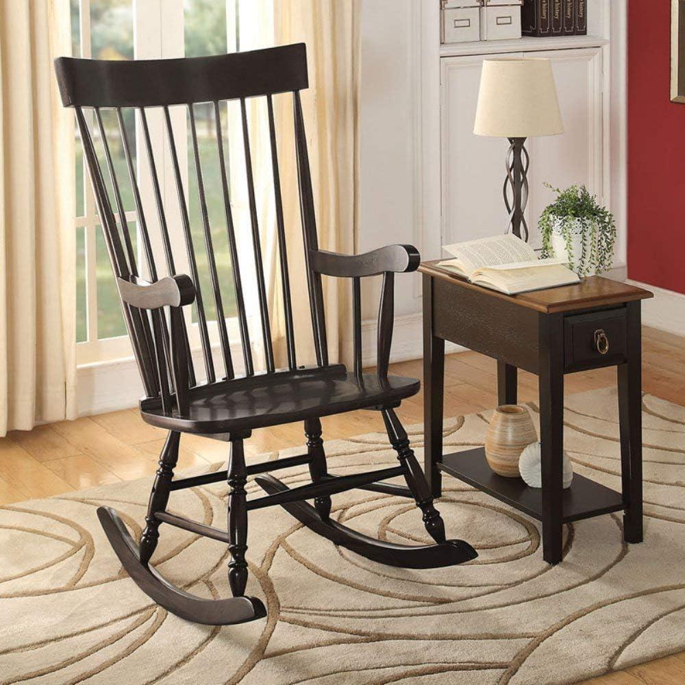 Arlo 45" Black Wooden Rocking Chair with Arms