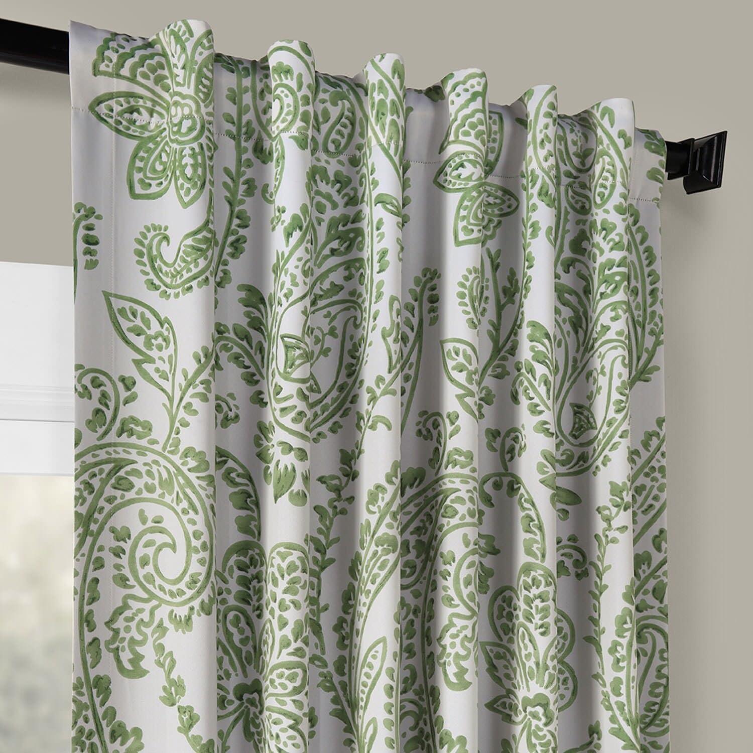 Exclusive Fabrics  Tea Time Room Darkening Curtain (2 Panels) Tea Time Green 50 X 96 96 Inches