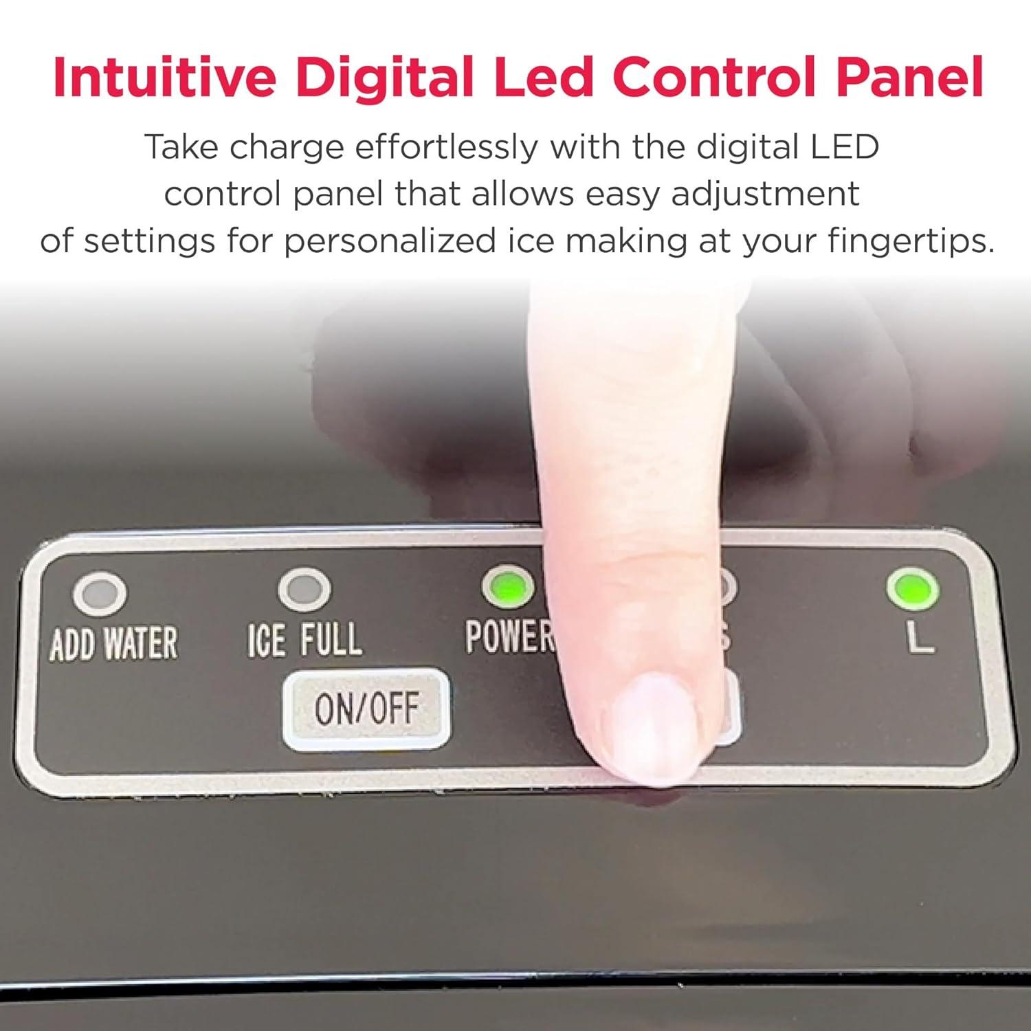 Frigidaire Ice Maker with 26 lbs. Capacity Countertop Stainless Steel Ice Maker with Transparent Window