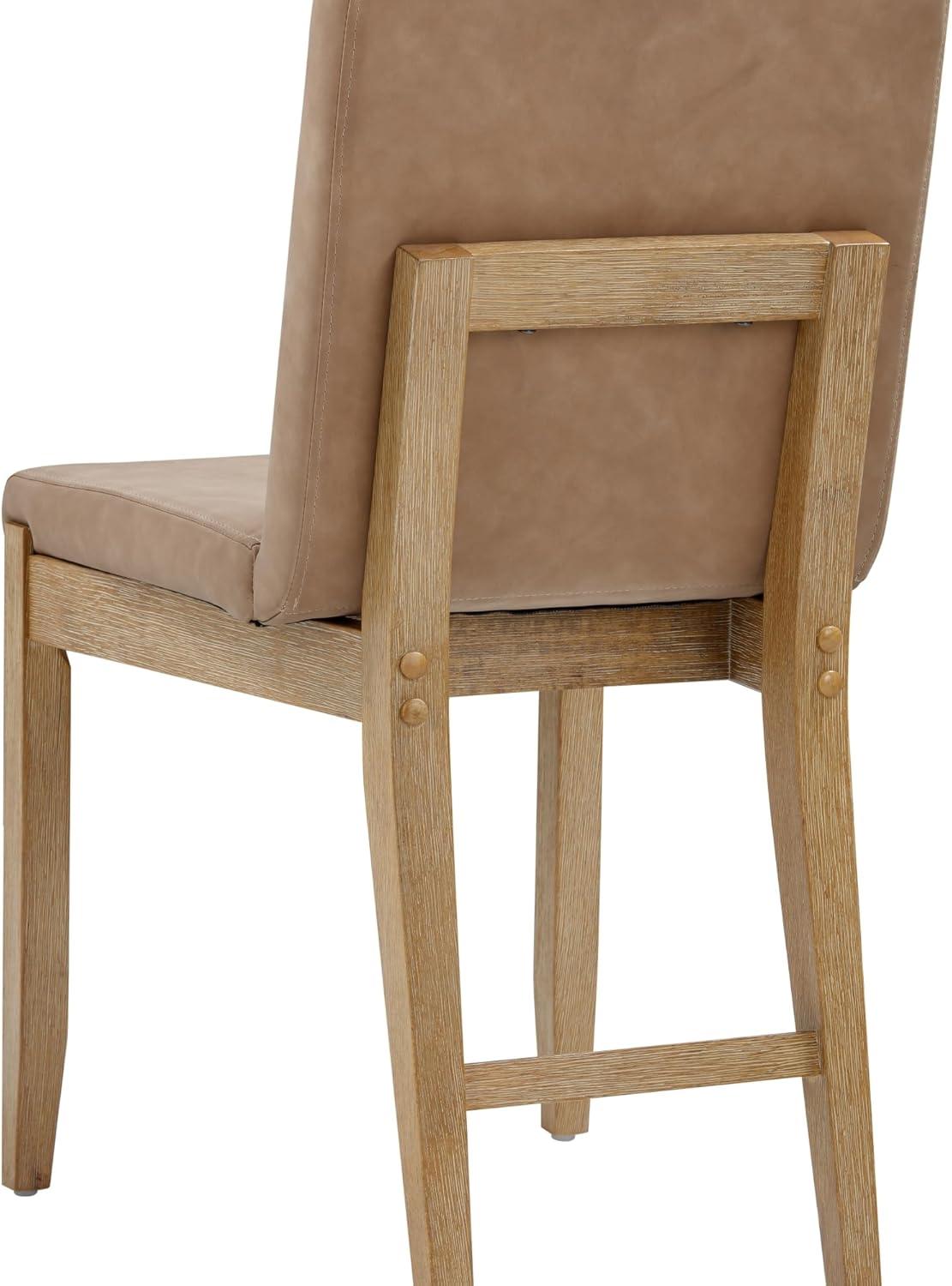 Gracie Light Brown Faux Leather Upholstered Dining Chair Set