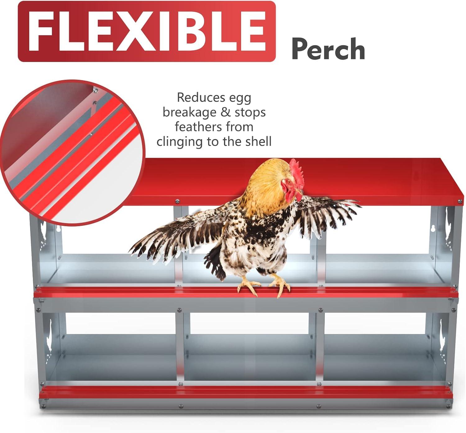 Red and Silver Galvanized Steel 6-Compartment Chicken Nesting Box
