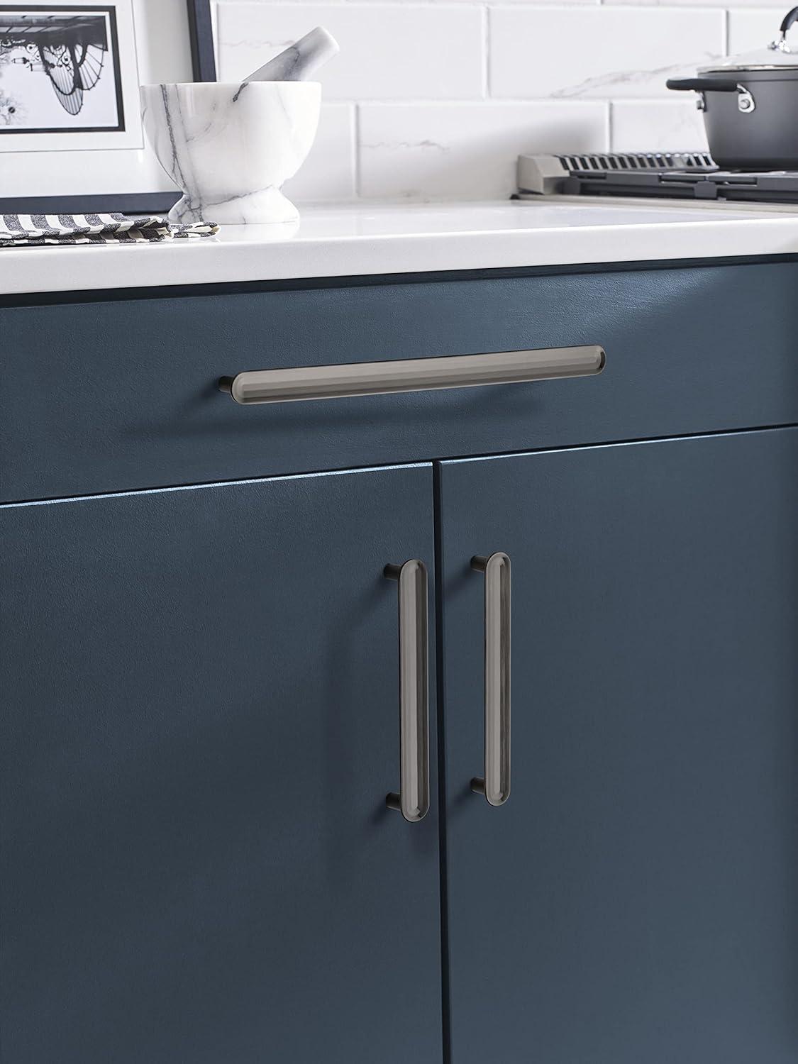 Polished Nickel Modern Bar Cabinet Pull with Mounting Hardware