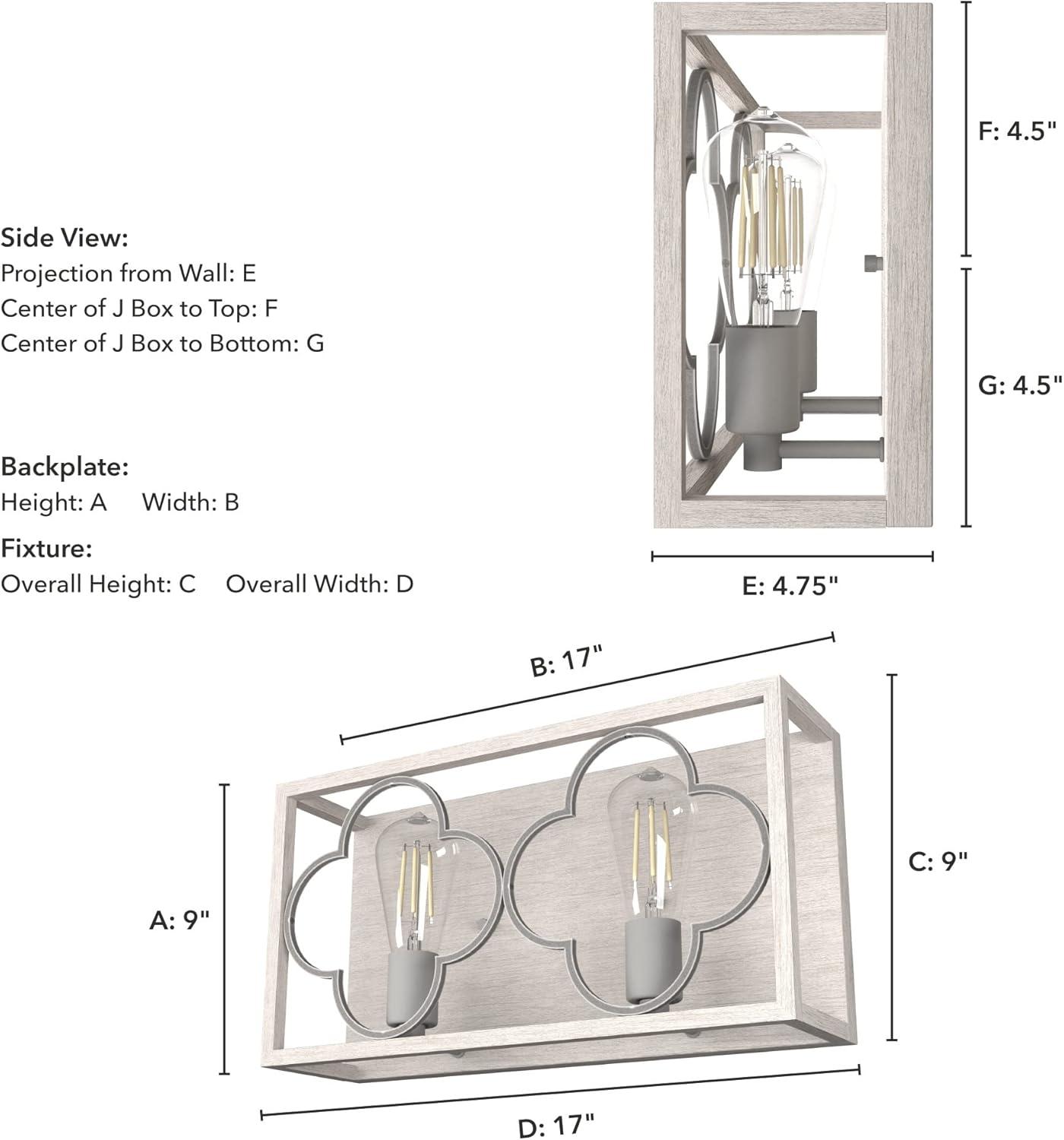 Hunter Fan Gablecrest 2 Light Flush Mount Bathroom Vanity Light Fixture